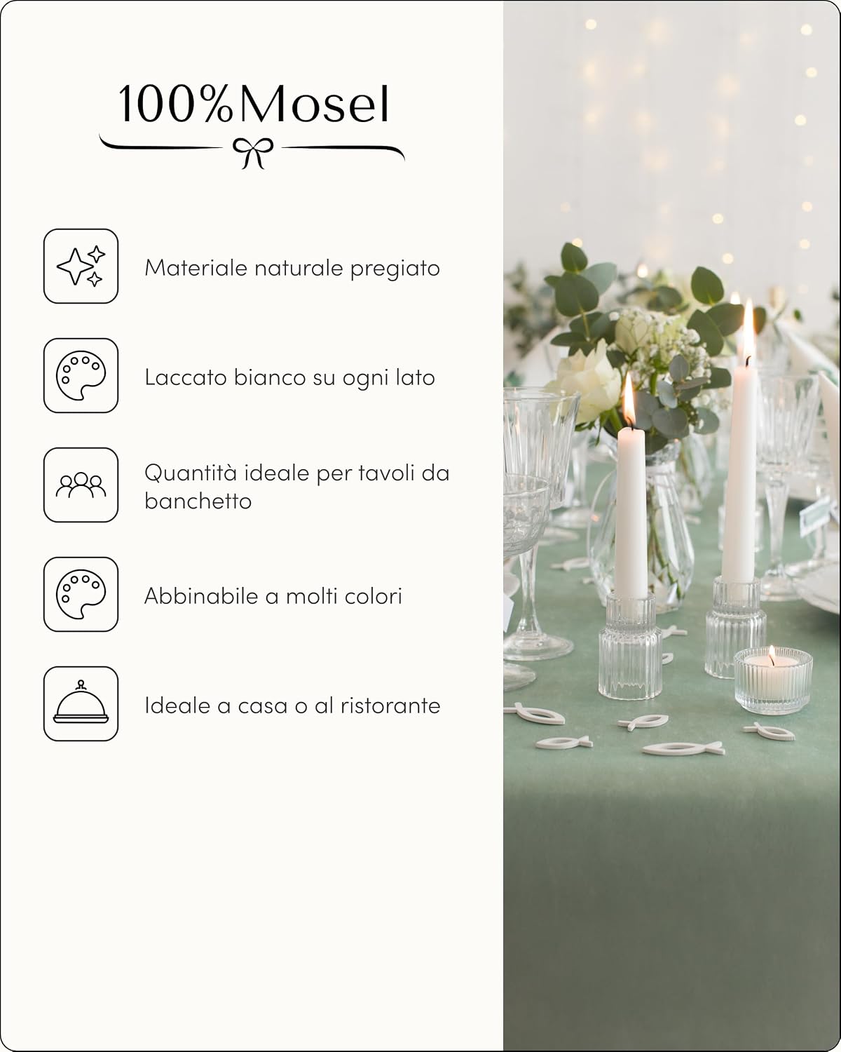 Detalle de 100% Mosel Pesciolini in Legno da Spargere, 150 Pezzi – Bianco, 3 cm e 5 cm