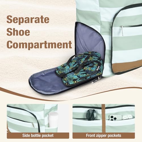 Detalle de Lekespring Bolsa de Playa Grande XXL con Cremallera: práctica, impermeable y plegable
