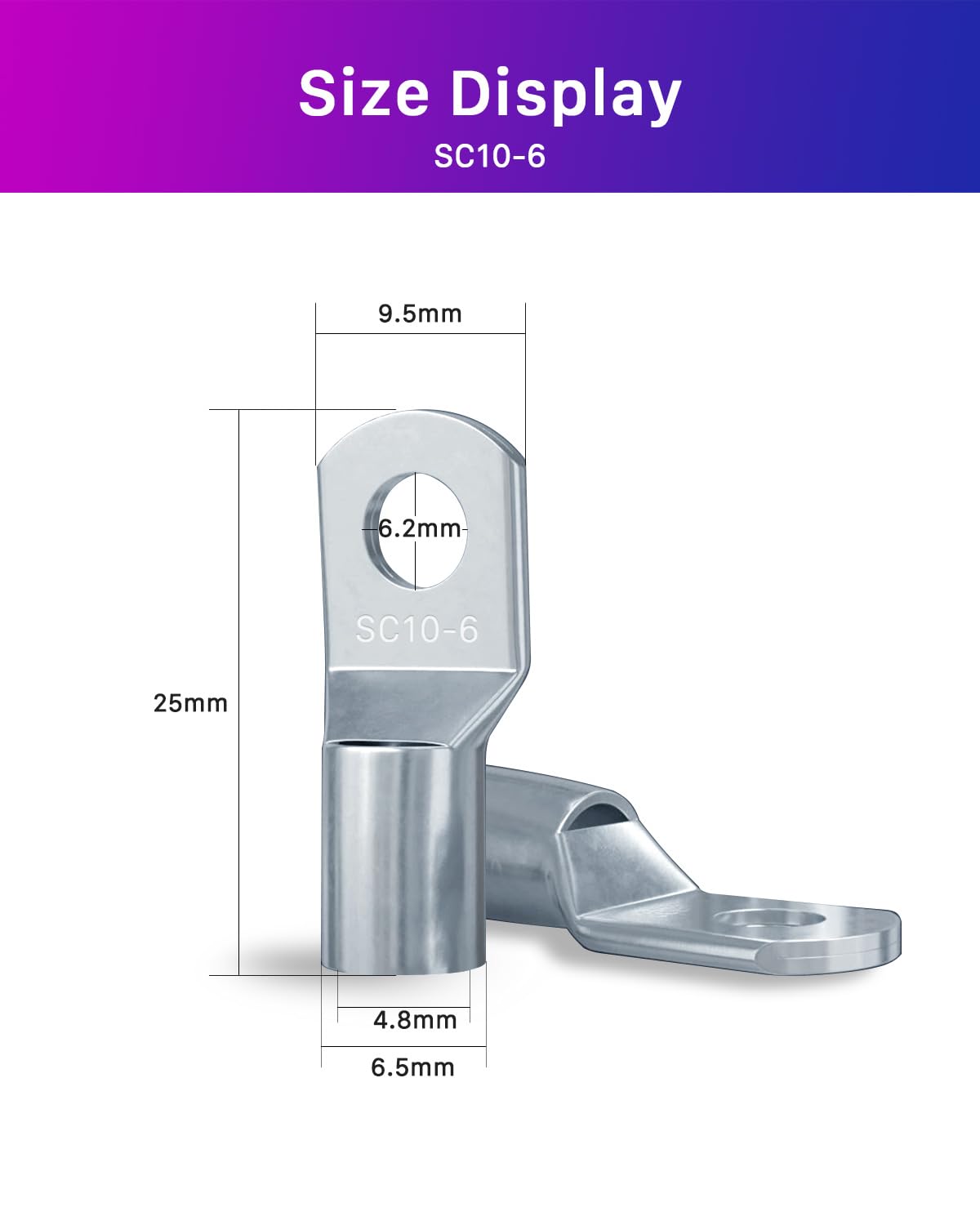 Thumbnail 1 de 20er Rohrkabelschuh-Set 10 mm² für M6 (SC10-6) aus verzinntem Kupfer – Kabelschuhe Sortiment