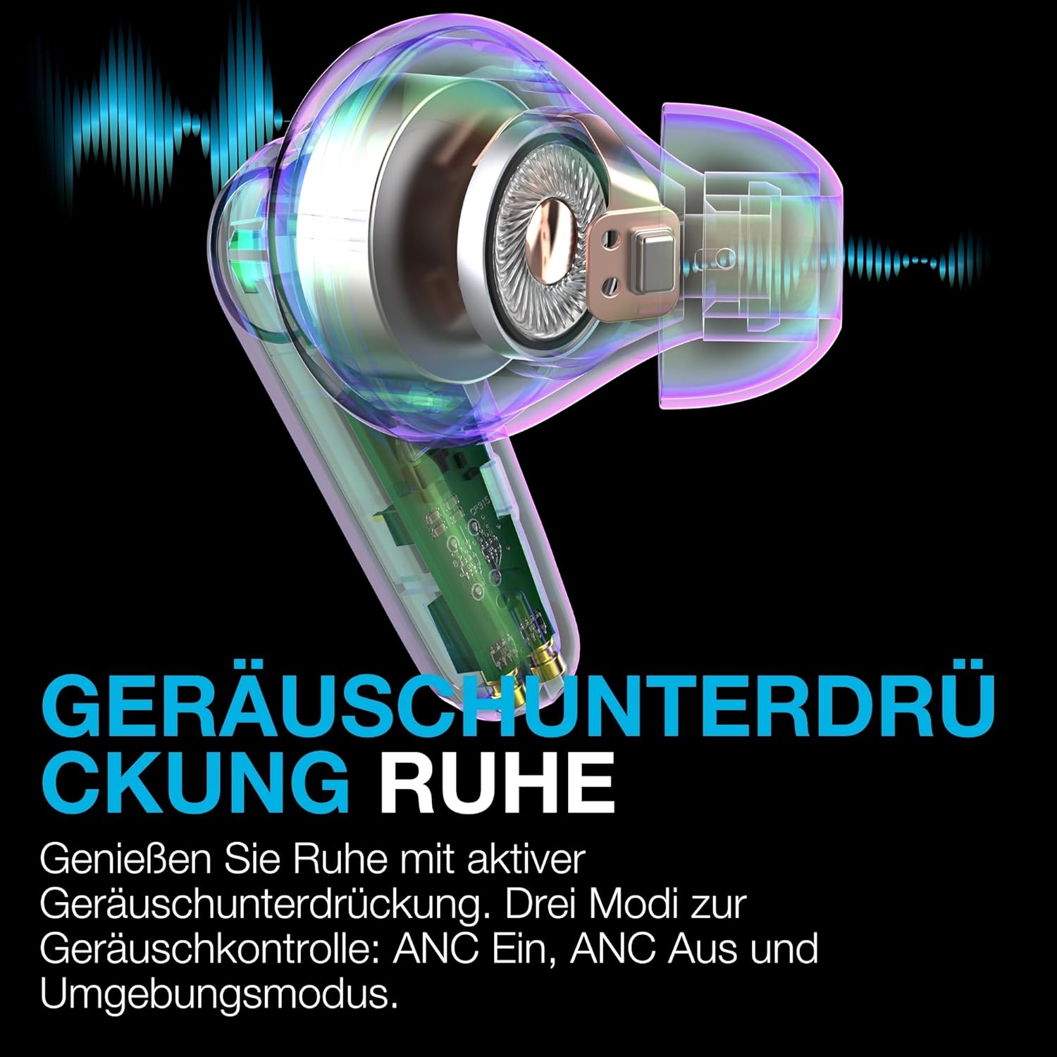 Thumbnail 2 de JLab Go Pods ANC In-Ear Kopfhörer – Kabellose Earbuds mit Hybrid-Noise-Cancelling, 26h+ Akku, IP55, App-Anpassung