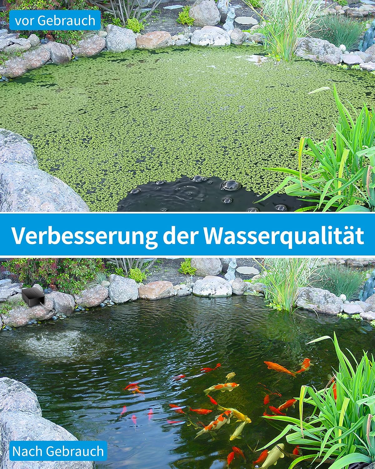 Detalle 1 de Biling Solar Teichbelüfter mit Akku – 2,5 W Solarpumpe für Sauerstoff im Teich (3 Modi)