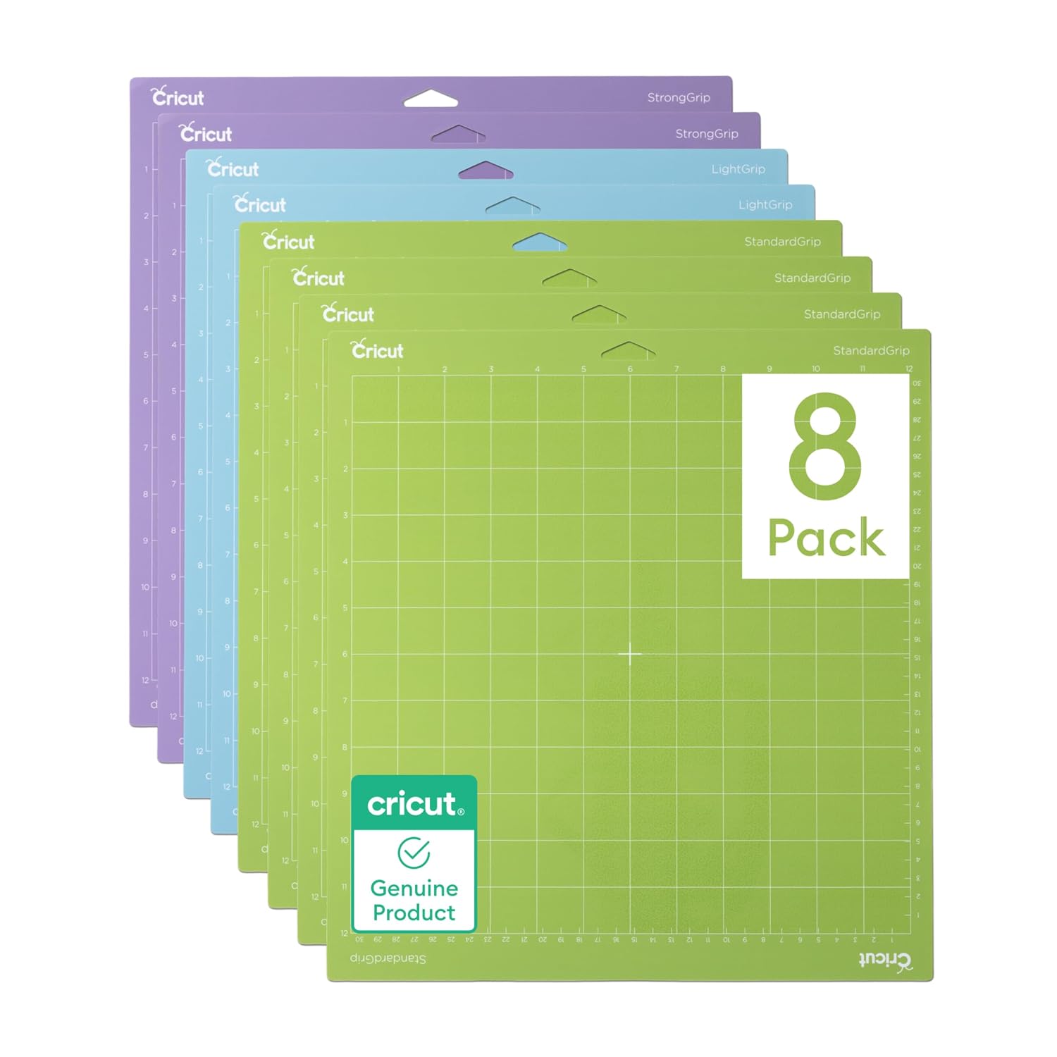 Detalle de Cricut 2012133 Cutting Mat Variety Pack, 12 x 12 in, 8 Mats, 3 Grip Levels