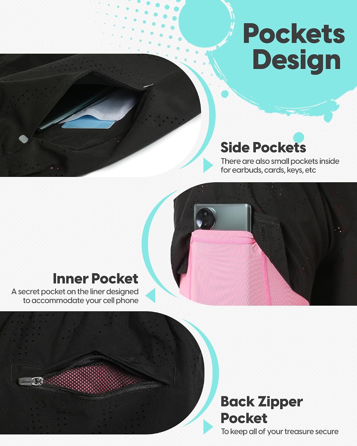 Detalle de maamgic Men’s 2-in-1 Running Shorts with Compression Liner (5")