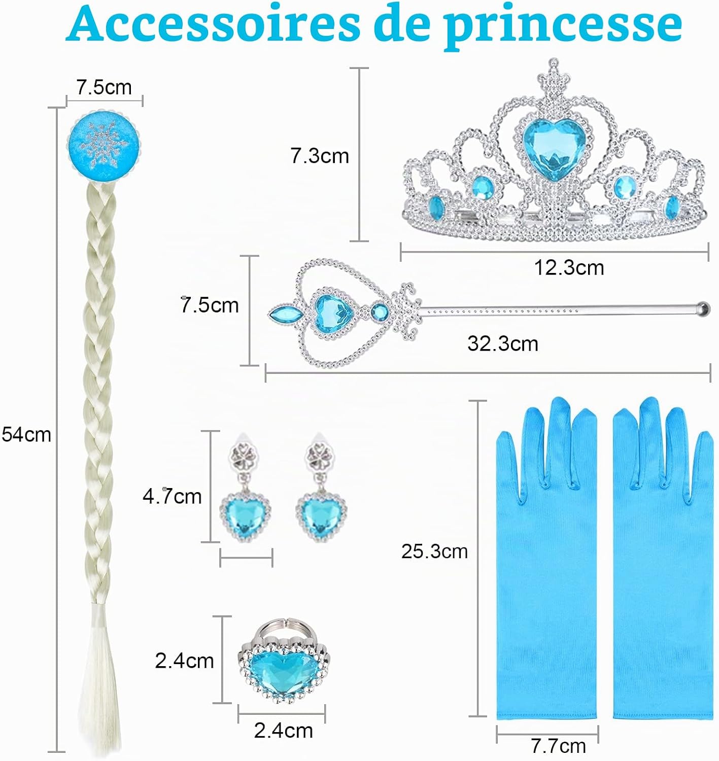 Thumbnail 4 de URAQT CBE-Frozendress-FBA Elsa-prinsessenkostuum met accessoires, maat 100-150 cm