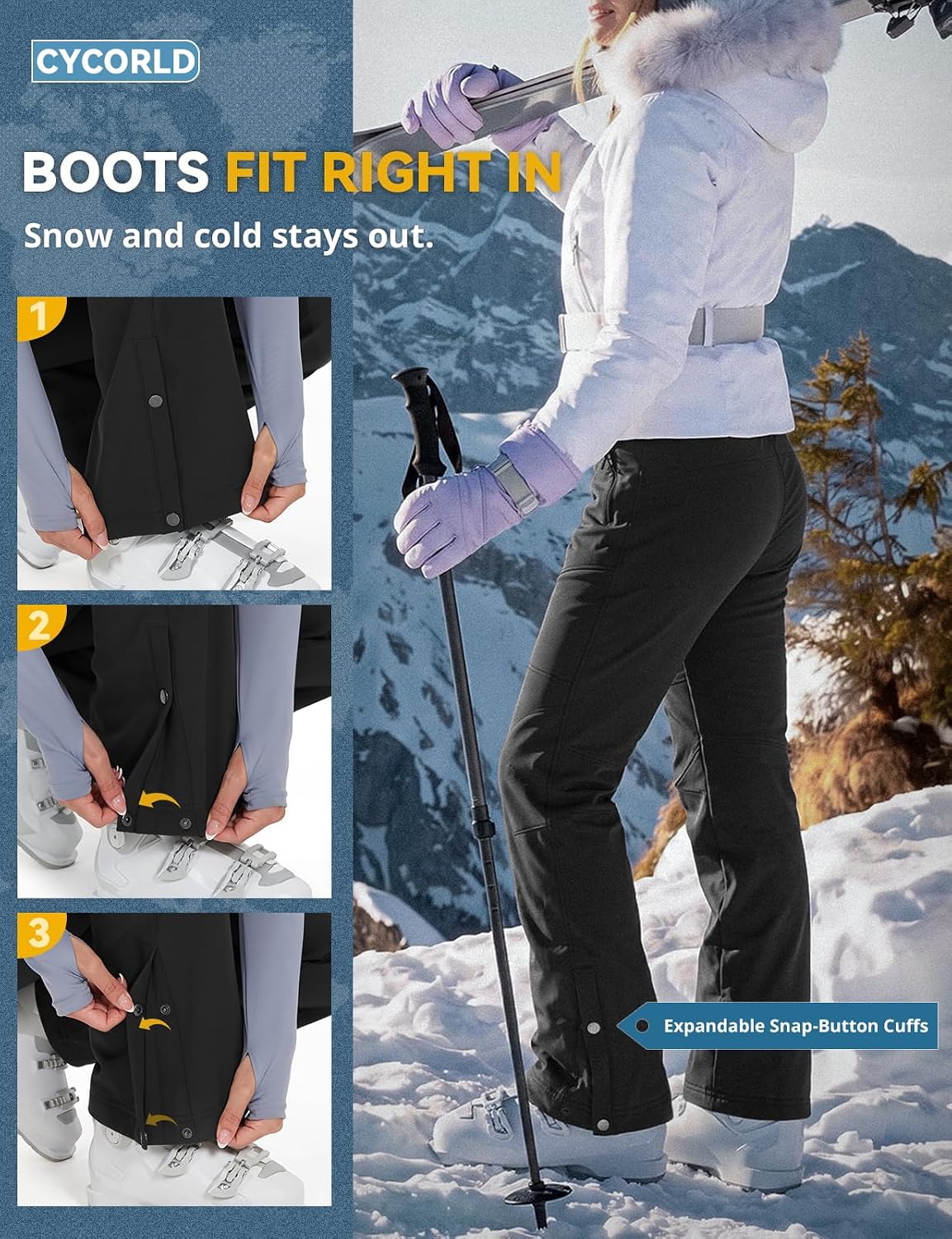 Thumbnail 4 de Cycorld Women's Snow Ski Pants Fleece Lined Waterproof Flare