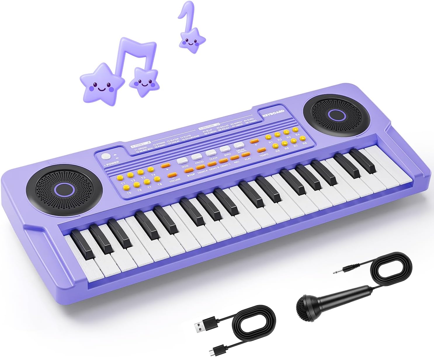 Upgraded 37 Keys Kids Piano Keyboard with Microphone (Portable, Purple) — Portable Toddler Music Toy