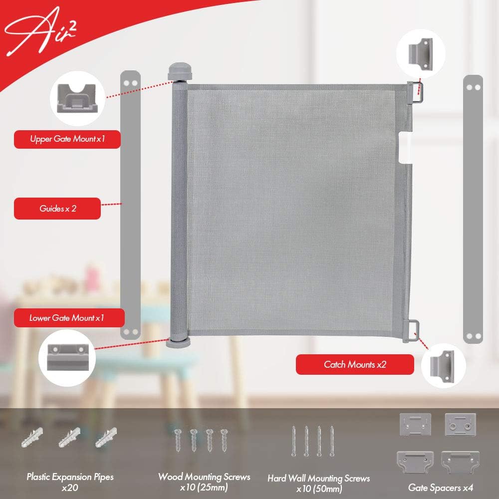 Thumbnail 6 de Callowesse Air2 Extra Wide Retractable Safety Stair Gate – Grey