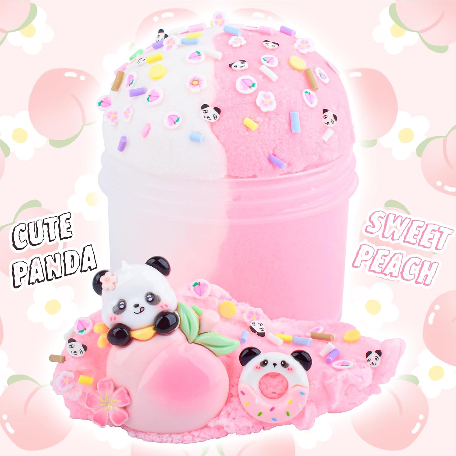 Thumbnail 2 de Peach Cloud Slime Kit with Panda Add-Ins: Soft, Scented Cloud Slime for Kids