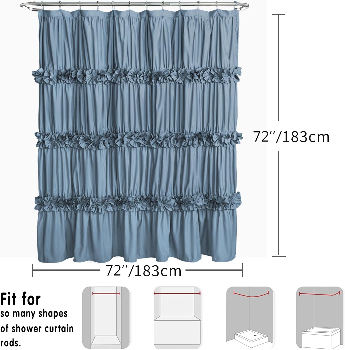 Detalle de Homechoice Decor Shower Curtain, 72 x 72 Inches