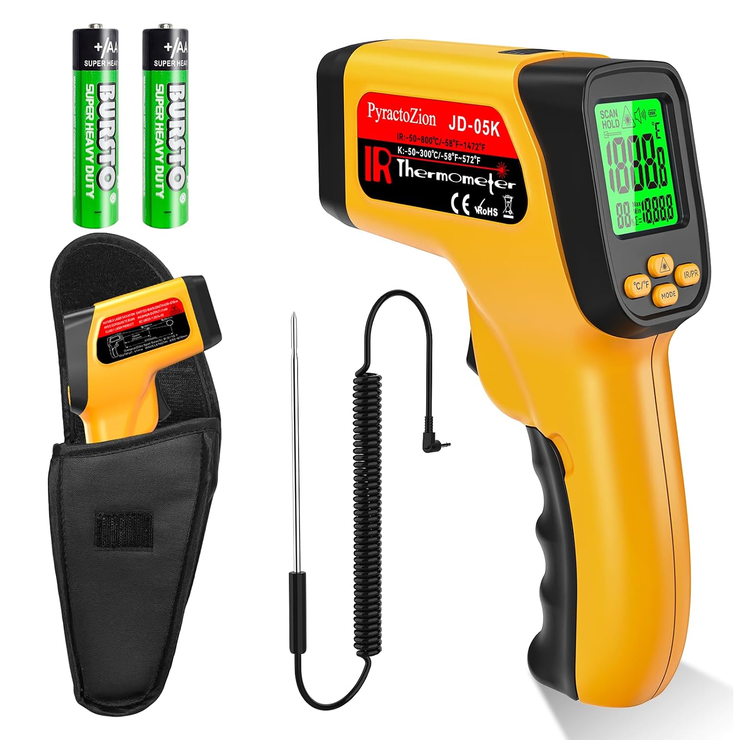 Detalle de PyractoZion Z-JD-05K-yellow-CA Dual-Mode Infrared Thermometer Gun