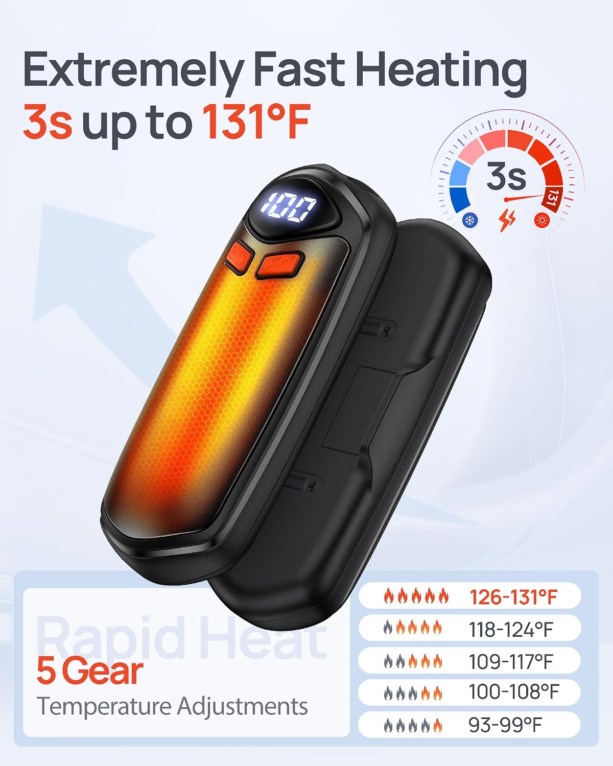 Thumbnail 3 de DeeKom Rechargeable Hand Warmers, 2-Pack with Five Heat Settings and Digital Display