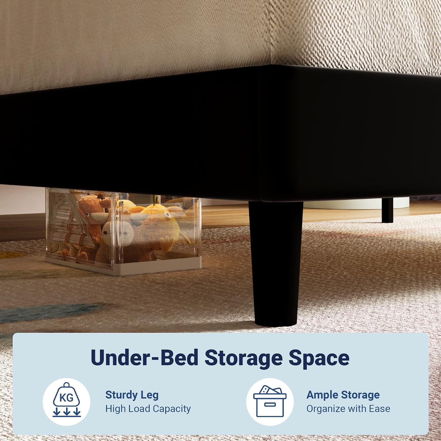 Detalle 1 de Allewie Twin Platform Bed Frame with Velvet Headboard