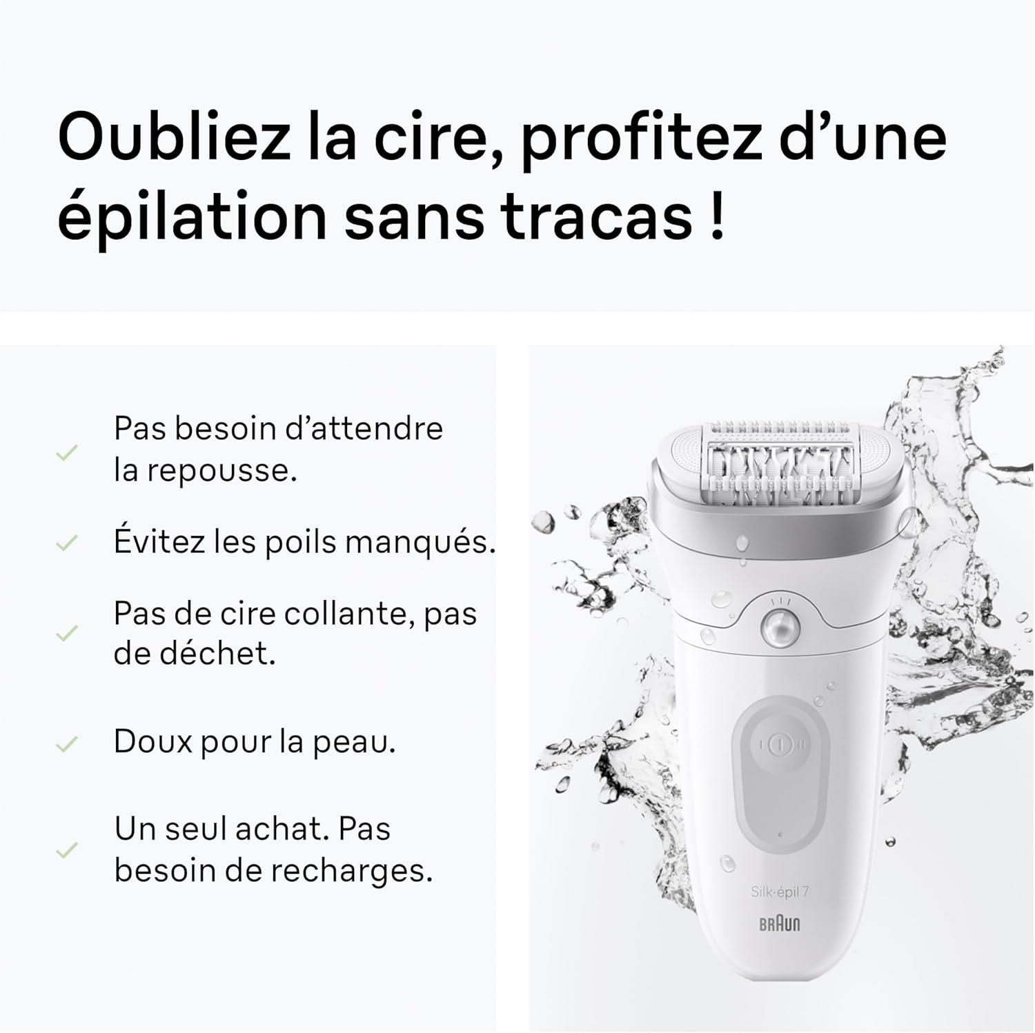 Thumbnail 4 de Braun Silk·épil 7 ---------------- argent – épilateur électrique femme étanche avec tête large et rouleau de massage (7-441) + coffret mini tondeuse