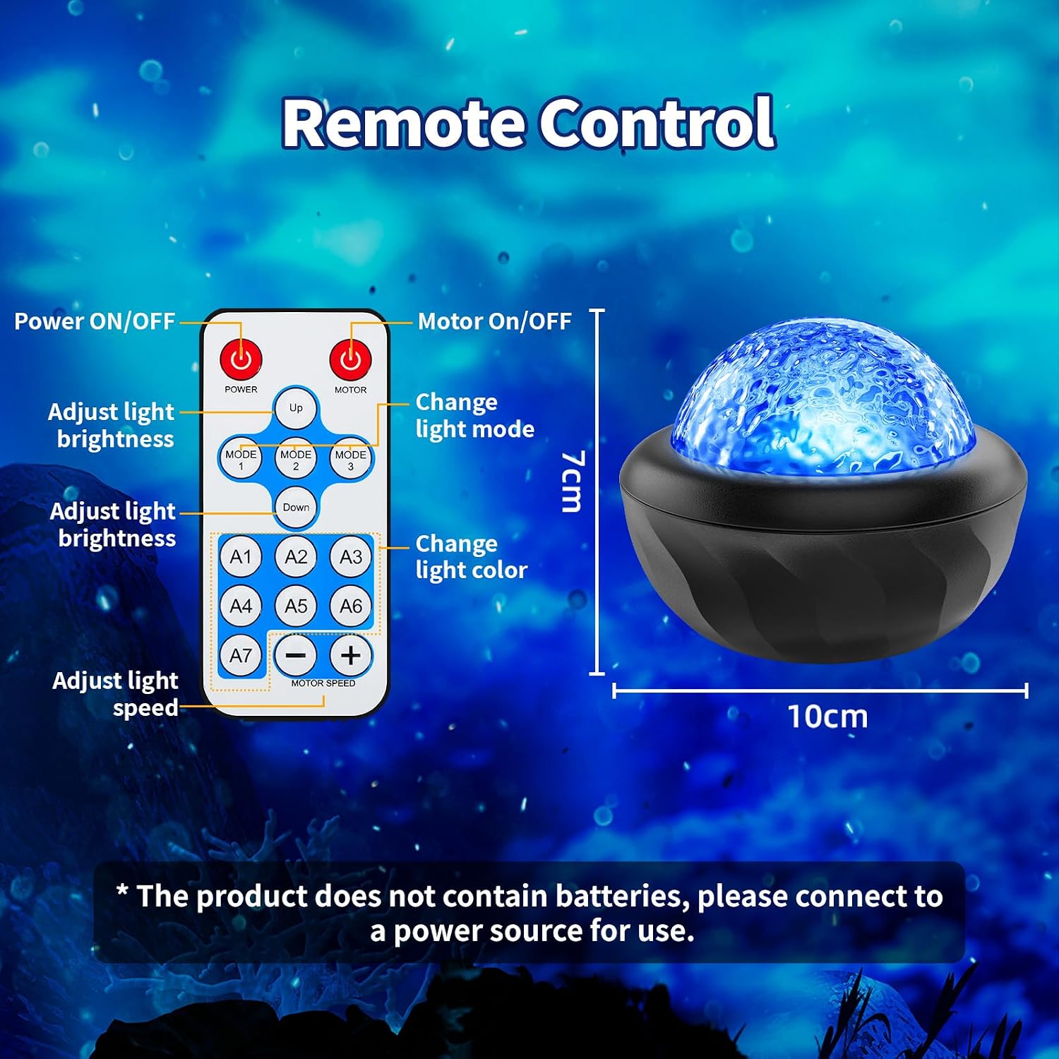 Detalle de Fokky Galaxy Projector Sensory Lights with Remote Control – Ocean Wave Light, 7 Colours for Kids and Adults