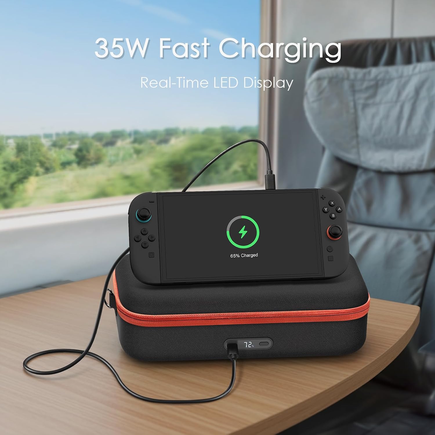 Detalle 2 de VAWVVA GSA0004 Nintendo Switch 2 Charging Case, 20,000mAh, 35W USB-C