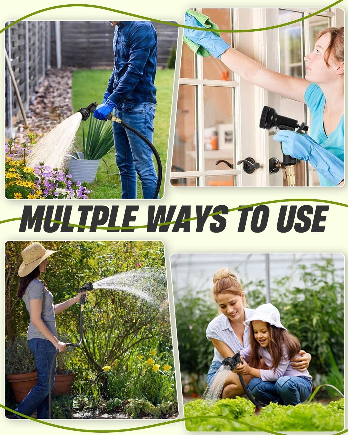 Thumbnail 6 de 150FT Expandable Garden Hose Pipe (45m) with 10-Pattern Spray Gun, 4-Layer Latex Core, Metal Fittings – Orange