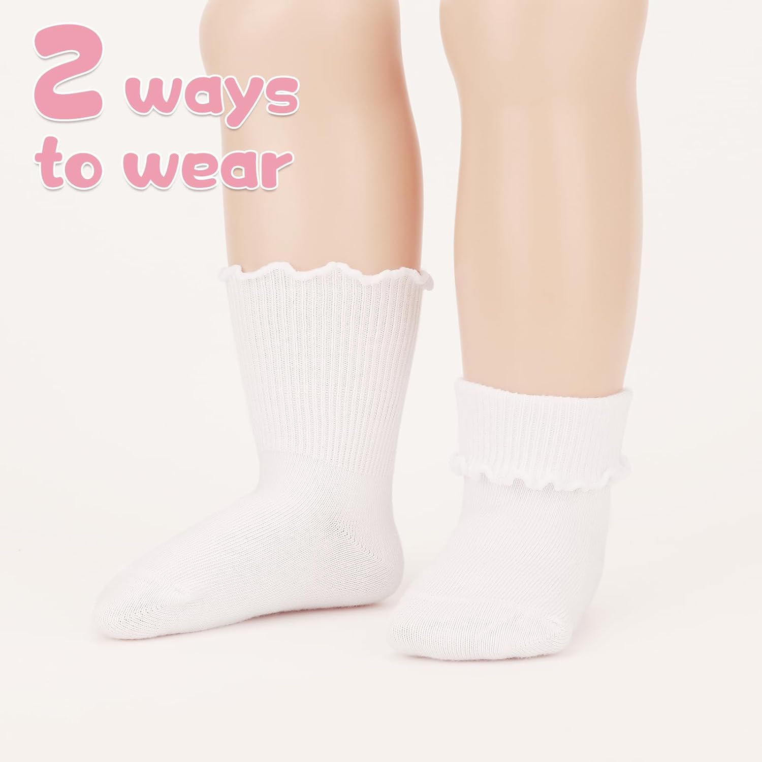 Thumbnail 3 de DRESHOW Infant Ruffle Lace Socks: Non-slip, Plain Yet Frilly Baby Socks for Newborns to Toddlers