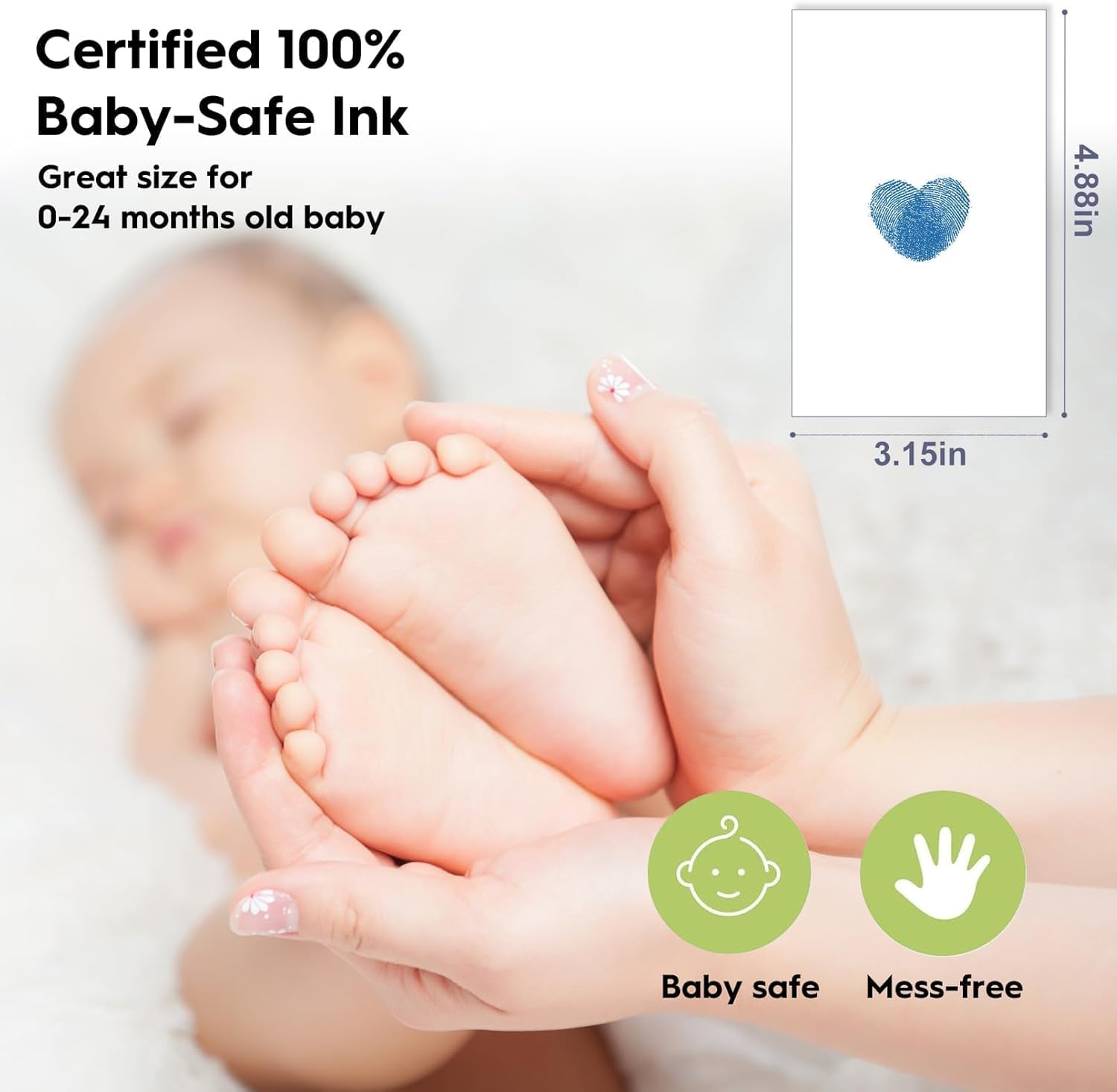 Detalle de TATUNER Inkless Baby Hand and Footprint Kit (Lake Blue, 0-6 Months)