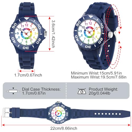 Detalle de GUUMUXIN Reloj Infantil con Manecillas: Esfera Multicolor y Correa Suave