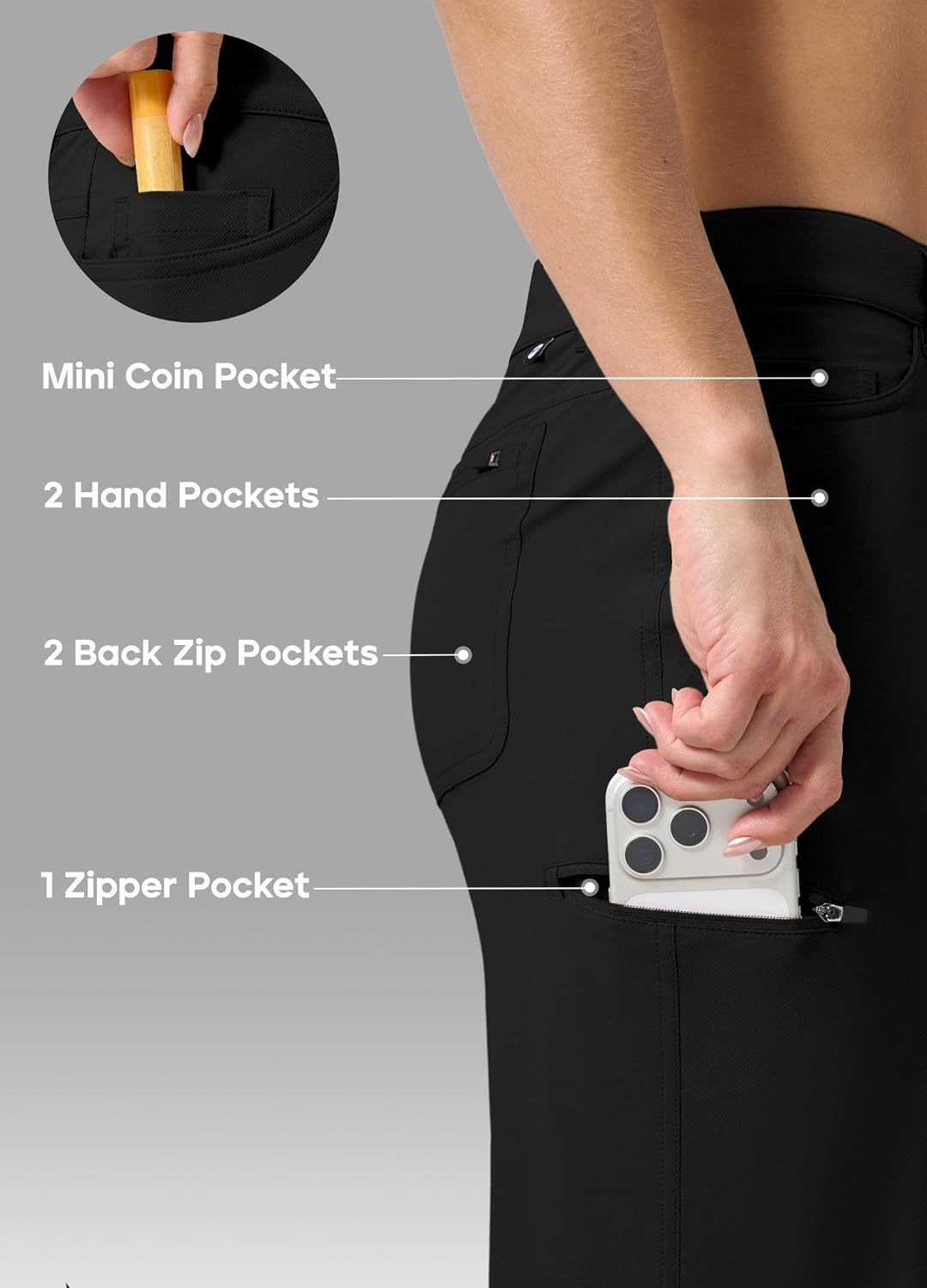 Detalle 1 de Willit Women's Hiking Pants, Quick-Dry Stretch, UPF 50+, Water-Resistant