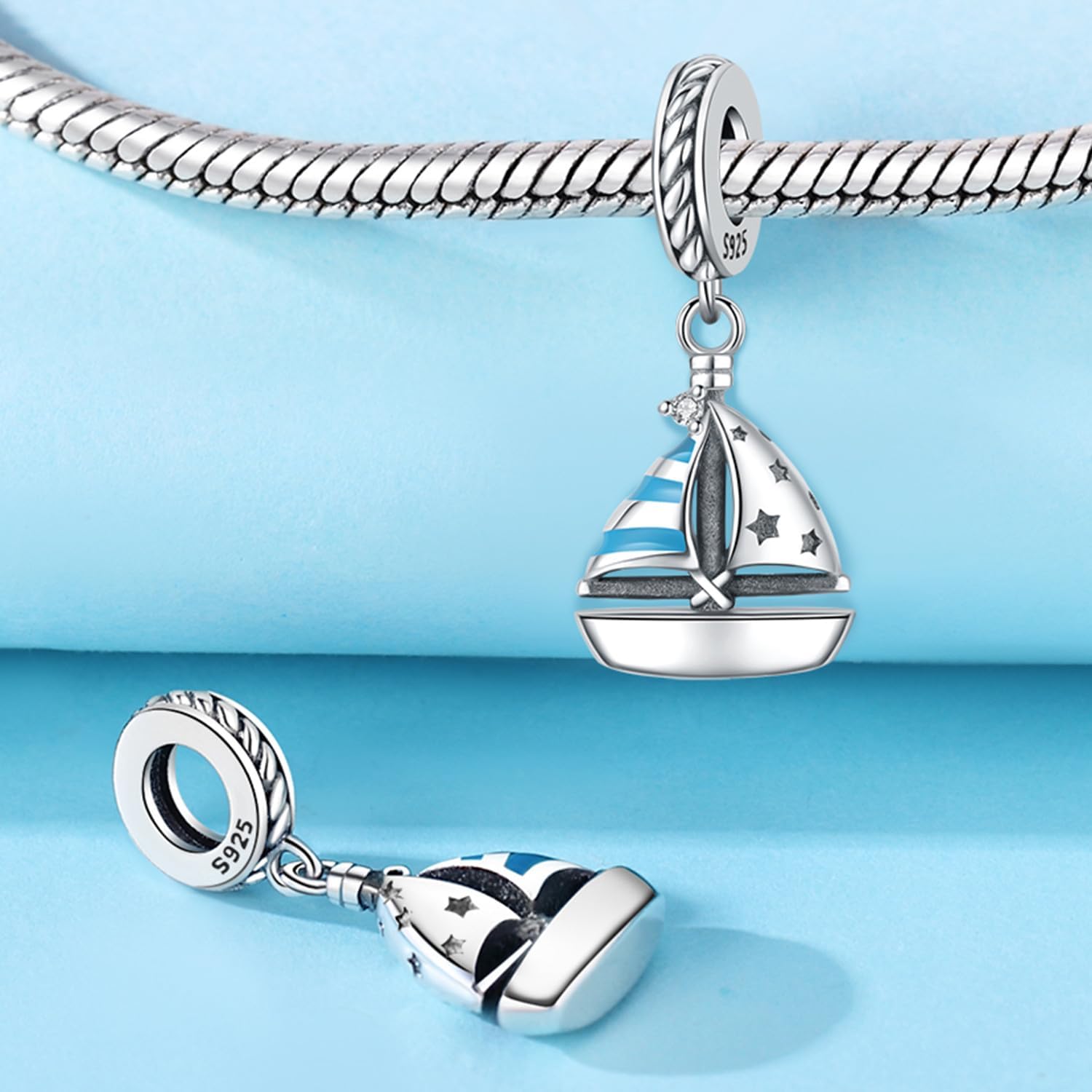 Detalle de PANPOKI Charms Anhänger aus 925er Sterlingsilber – Bead Charm für Damen, kompatibel mit europäischen Armbändern und Halsketten