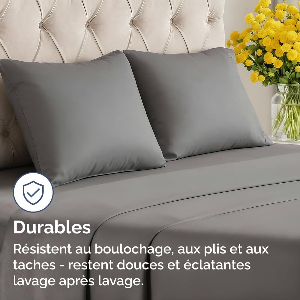 Thumbnail 3 de CGK Unlimited lot de 2 taies d’oreiller 65x65 cm gris foncé en microfibre ultra douce