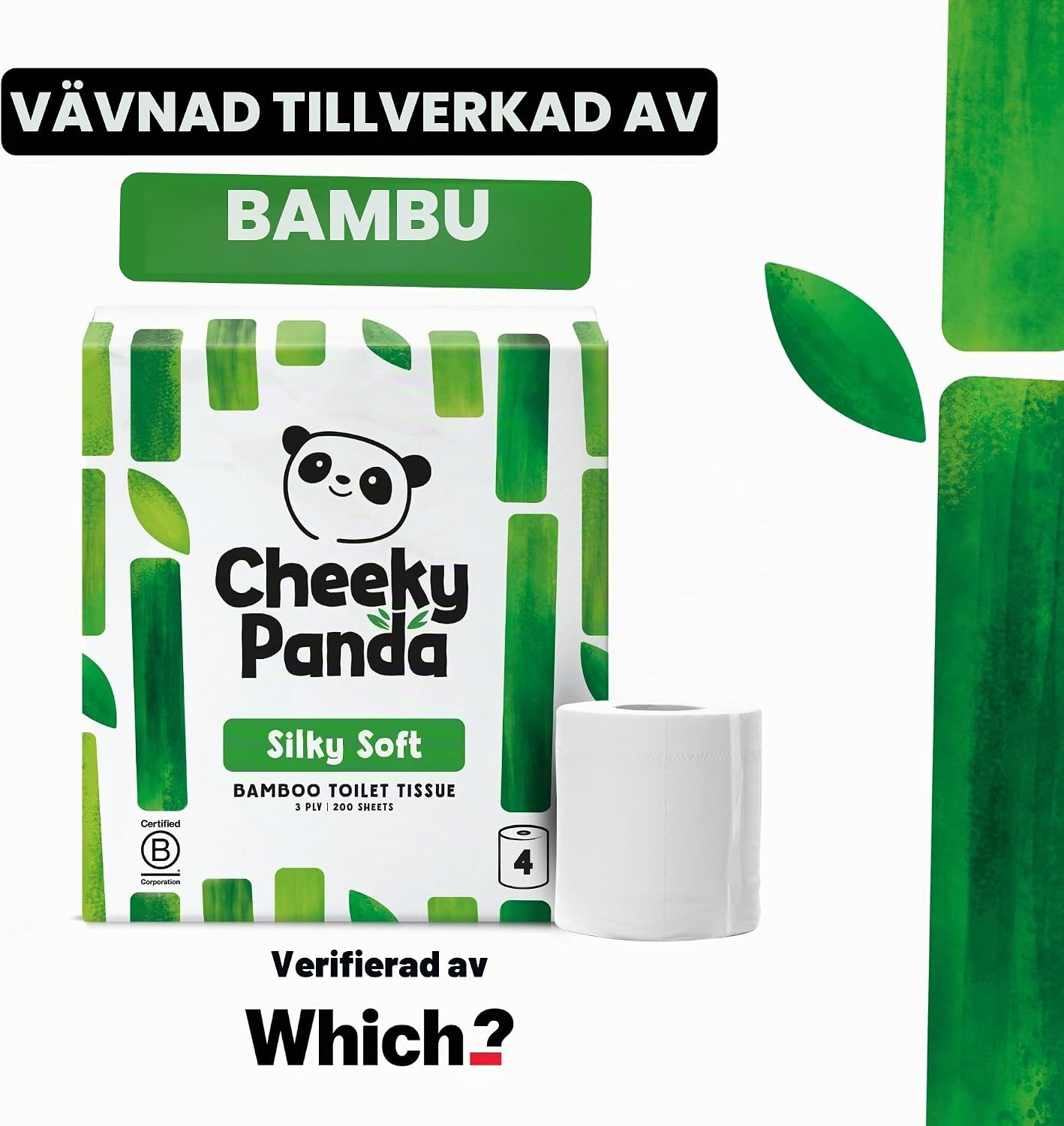 Detalle 2 de The Cheeky Panda toalettpapper i bambu, 3-lager och oparfymerat