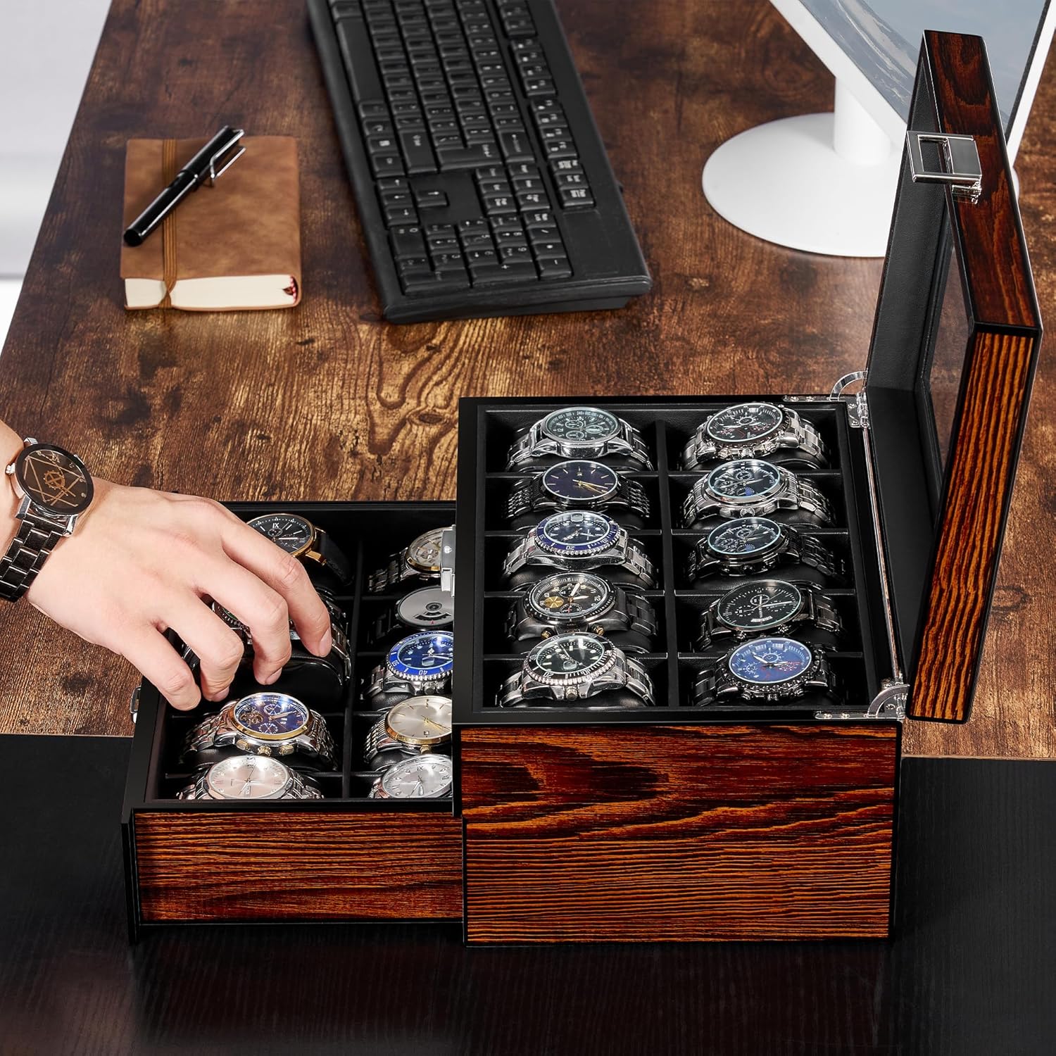 Thumbnail 2 de BEWISHOME Caja de Relojes 20 Compartimentos