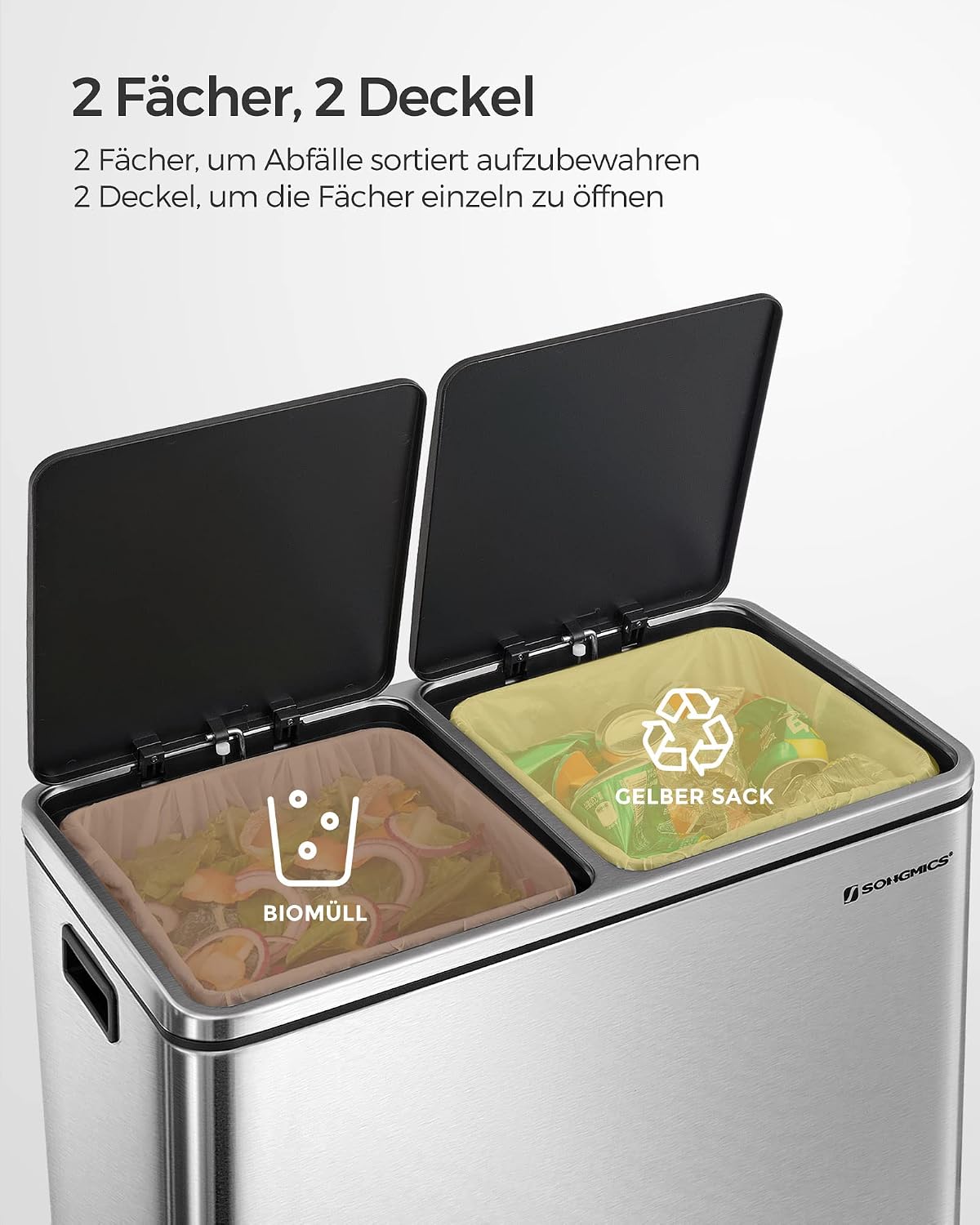 Detalle de SONGMICS LTB730E80 Mülltrennsystem 2x40 l