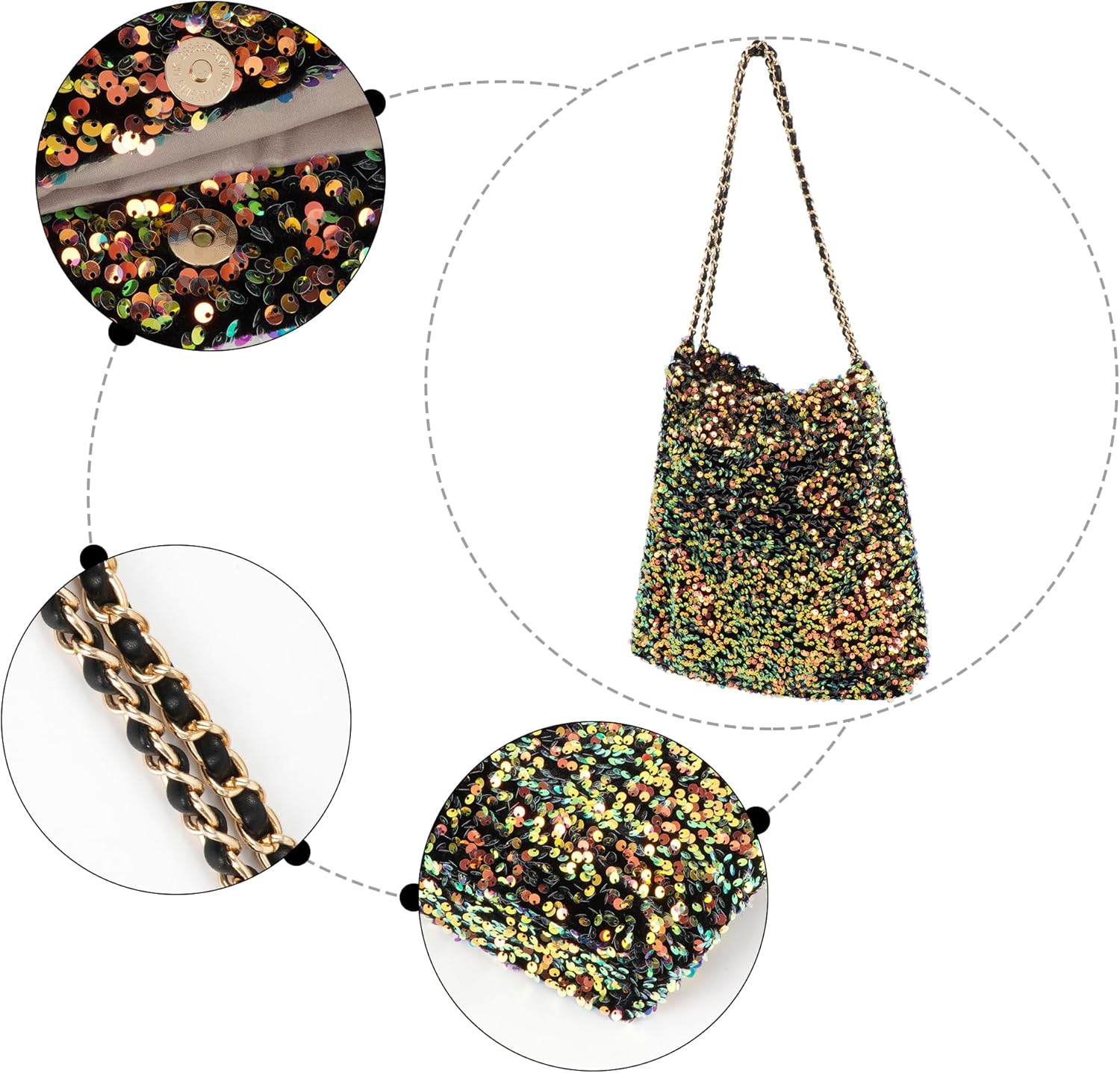 Thumbnail 2 de Meliyya Pailletten Shopper Tote Bag – Schultertasche mit Magnetverschluss für Alltag, Party & College