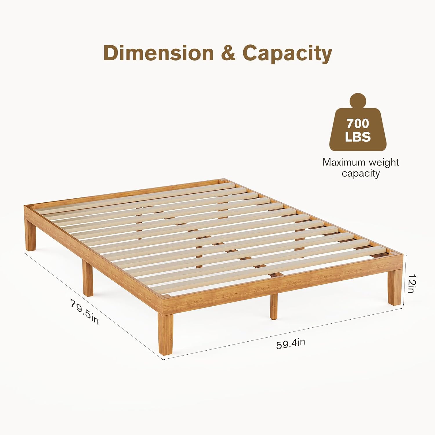Detalle de Sweetcrispy Queen Bed Frame, 12-Inch Height