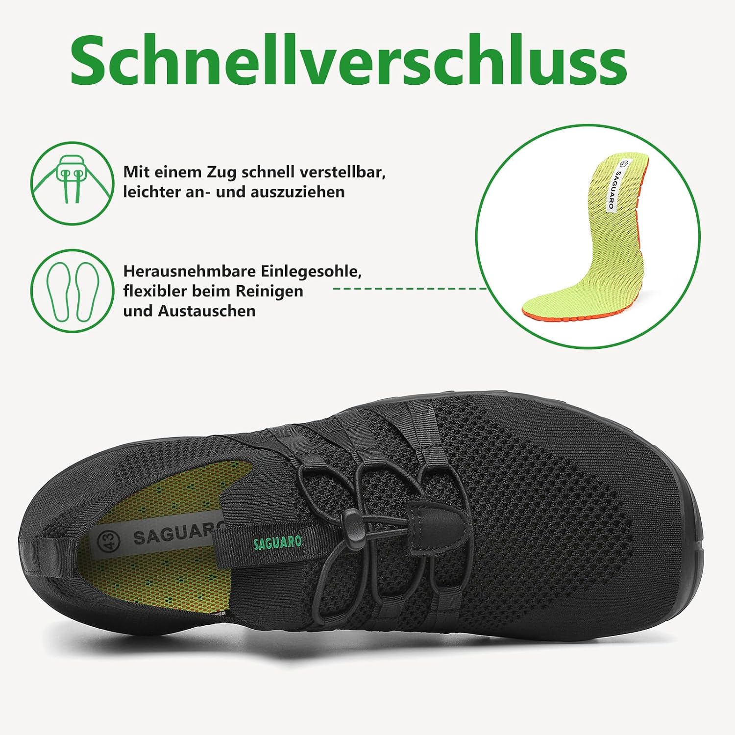 Detalle de Saguaro Wasserschuhe für Herren – rutschfest, schnelltrocknend und vielseitig einsetzbar