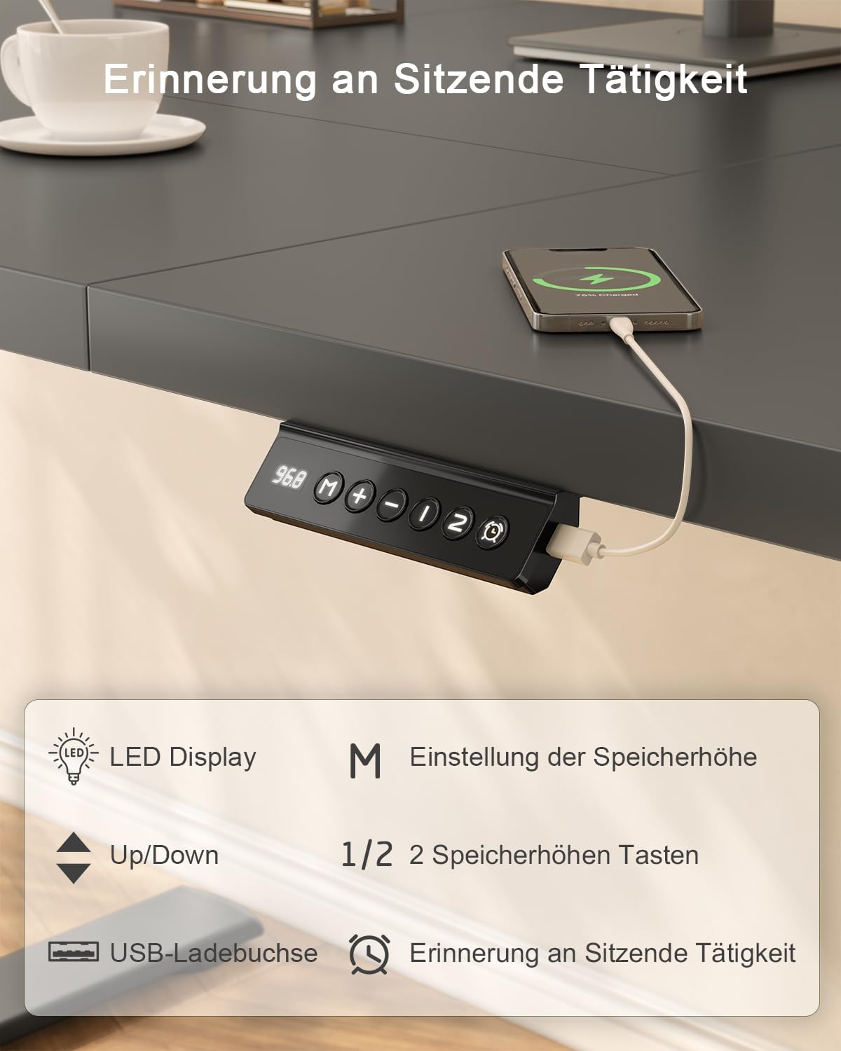 Thumbnail 3 de JUMMICO höhenverstellbarer Schreibtisch 180×80 cm
