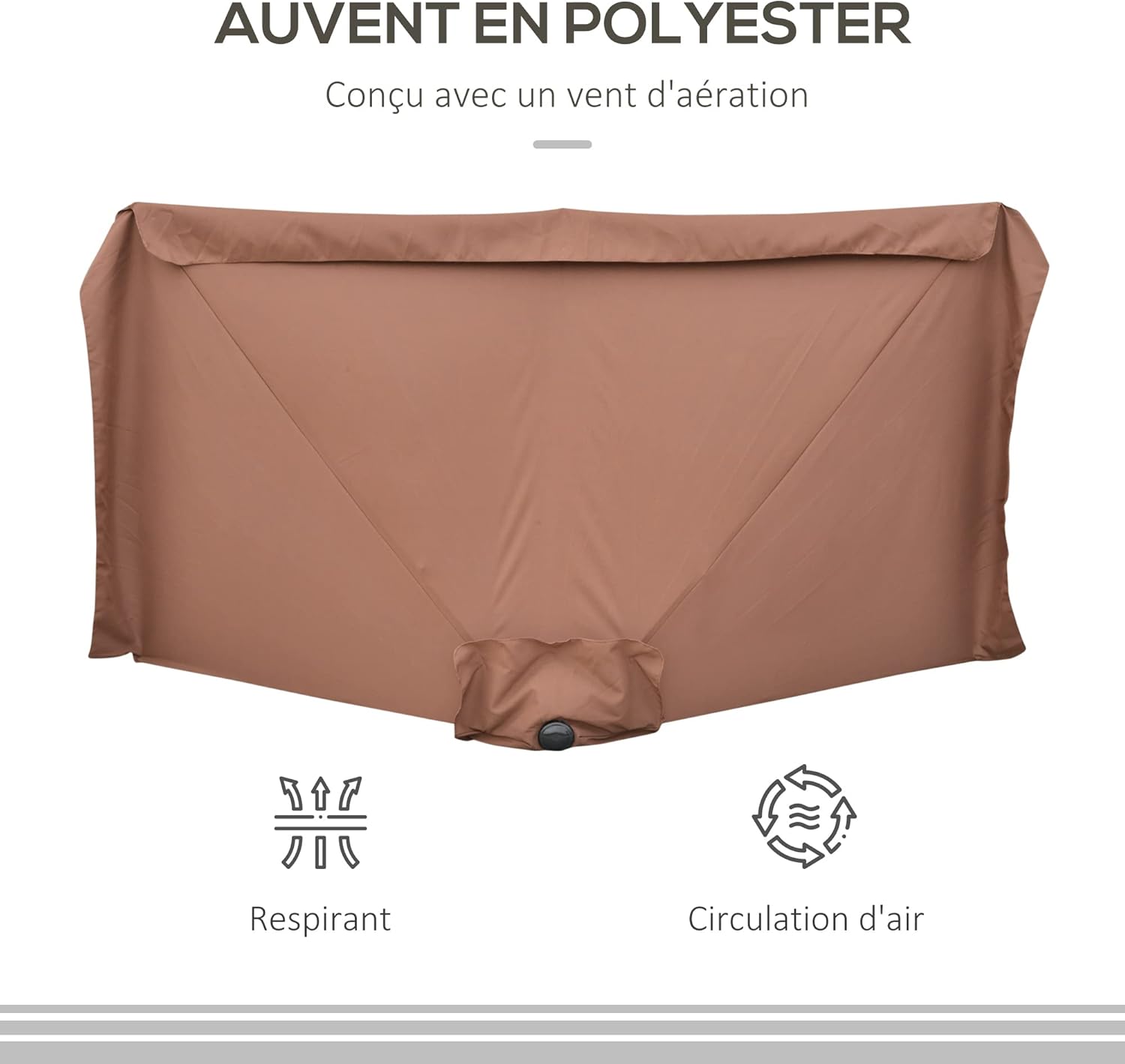 Thumbnail 3 de Outsunny Demi parasol – parasol de balcon 5 entretaux en métal, 2,3 x 1,3 x 2,49 m, voile en polyester haute densité