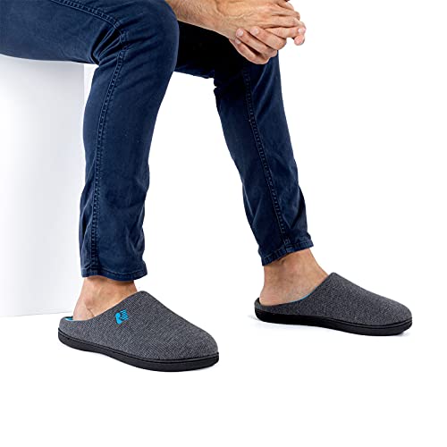 Detalle de RockDove Chausson en mousse à mémoire de forme à deux tons pour homme – 42/43 EU, gris foncé et bleu