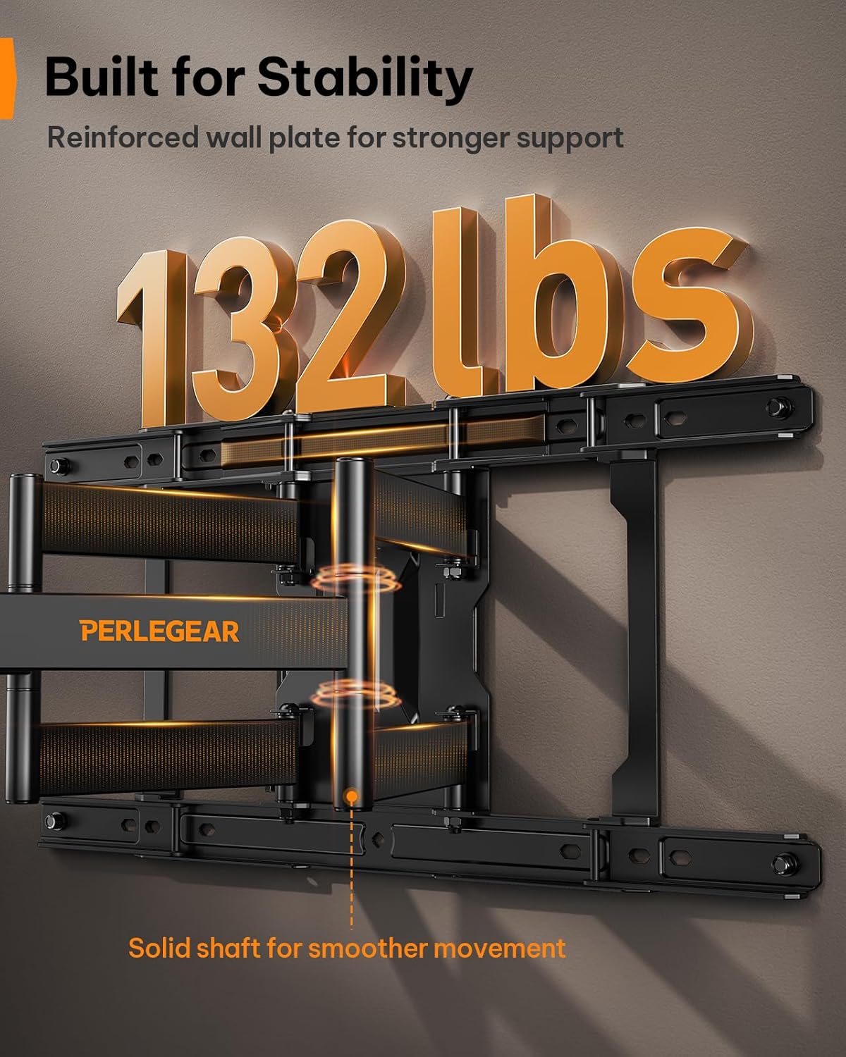 Thumbnail 5 de Perlegear Ultra Slim TV Wall Mount (1.1" Low Profile) Full Motion for 42–90" TVs, VESA 200x200–600x400, 132 lb Capacity