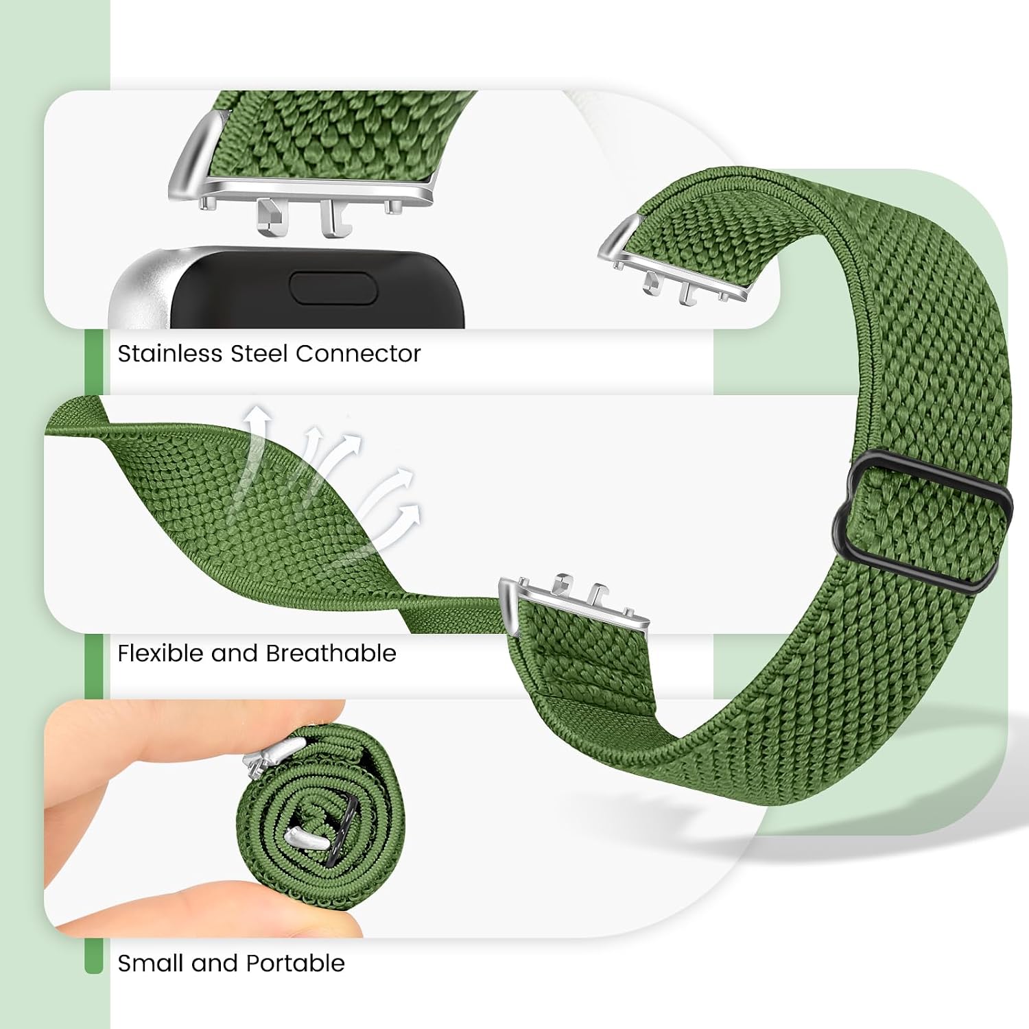 Detalle de Bcuckood Elastic Nylon Straps for Samsung Galaxy Fit 3 (2 Pack) – Adjustable Stretchy Replacement Straps