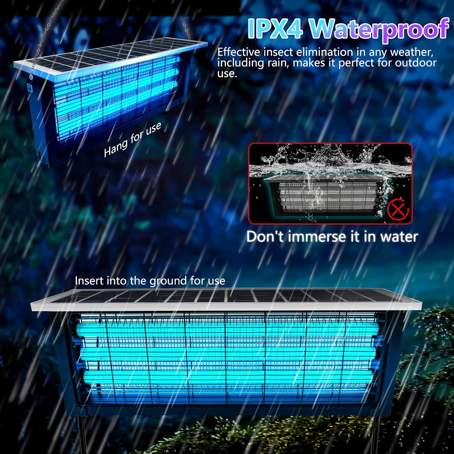 Thumbnail 3 de Powerful Large Solar Bug Zapper Outdoor for 4000 sq ft with 18W Panel and 6000mAh Battery