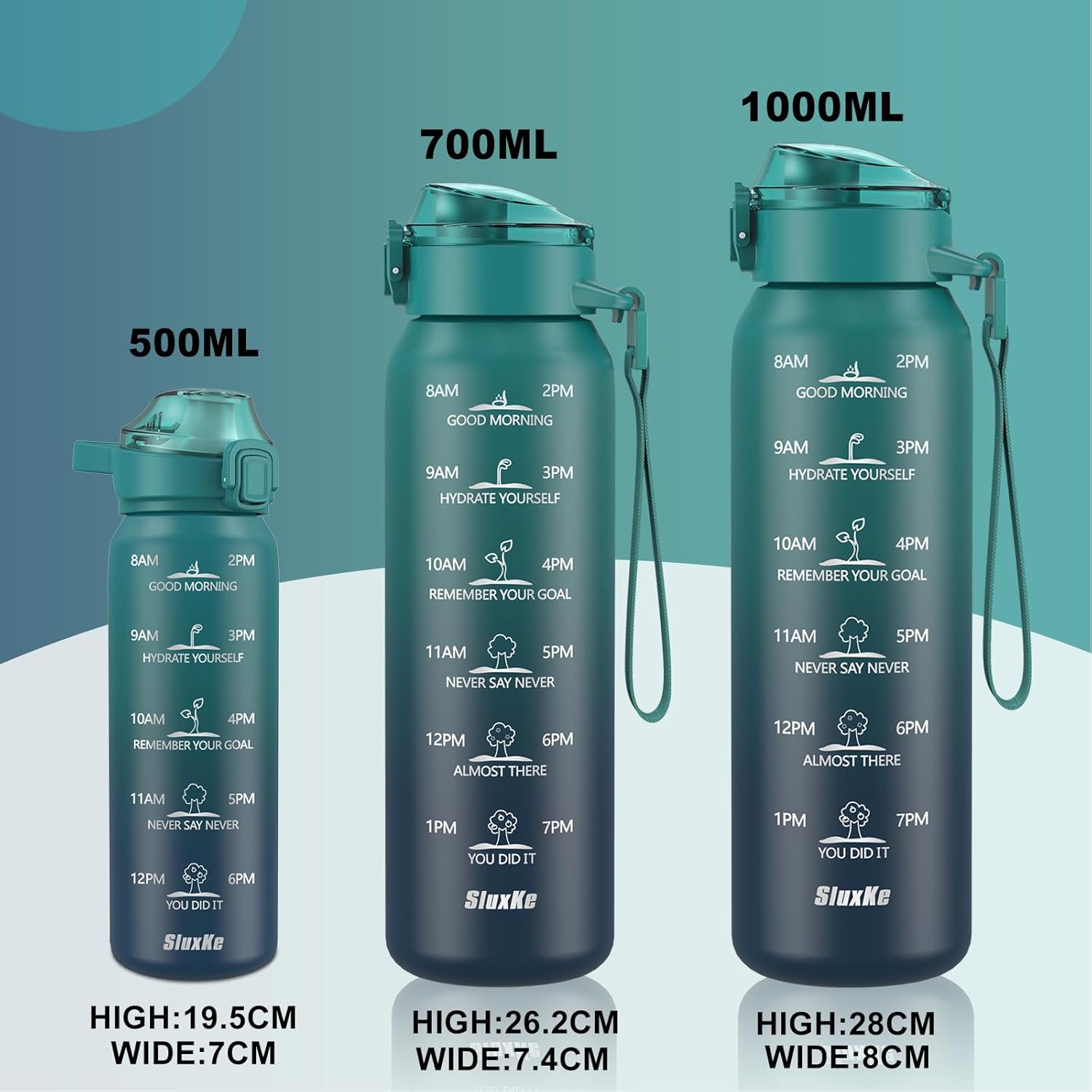 Detalle de SLUXKE Gourde Inox 1L avec Marquage de Temps – Bouteille Isotherme 316L, Double Paroi, Étanche avec Poignée