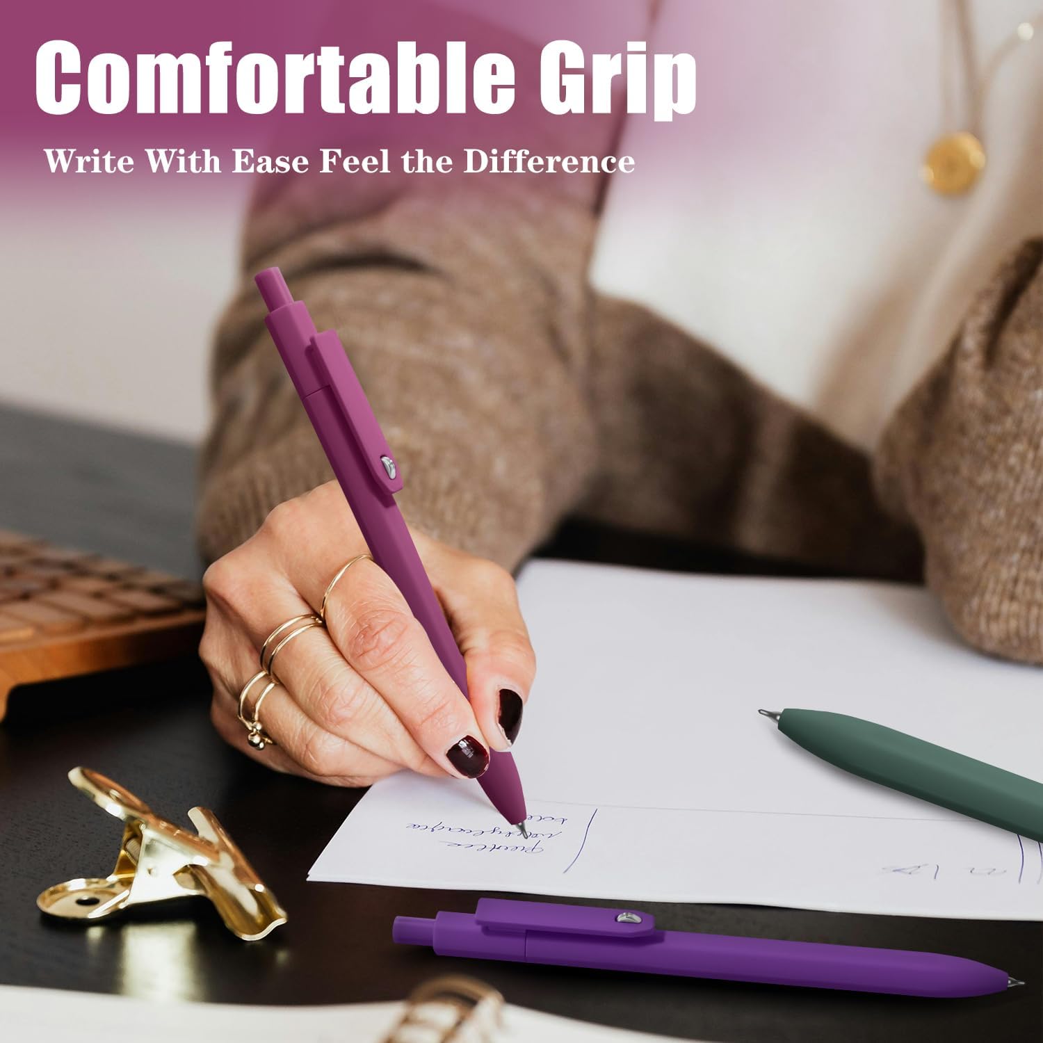 Thumbnail 6 de Vitoler VITOLER Gel Pens, 0.5 mm Black Ink, Retractable, 8-Pack