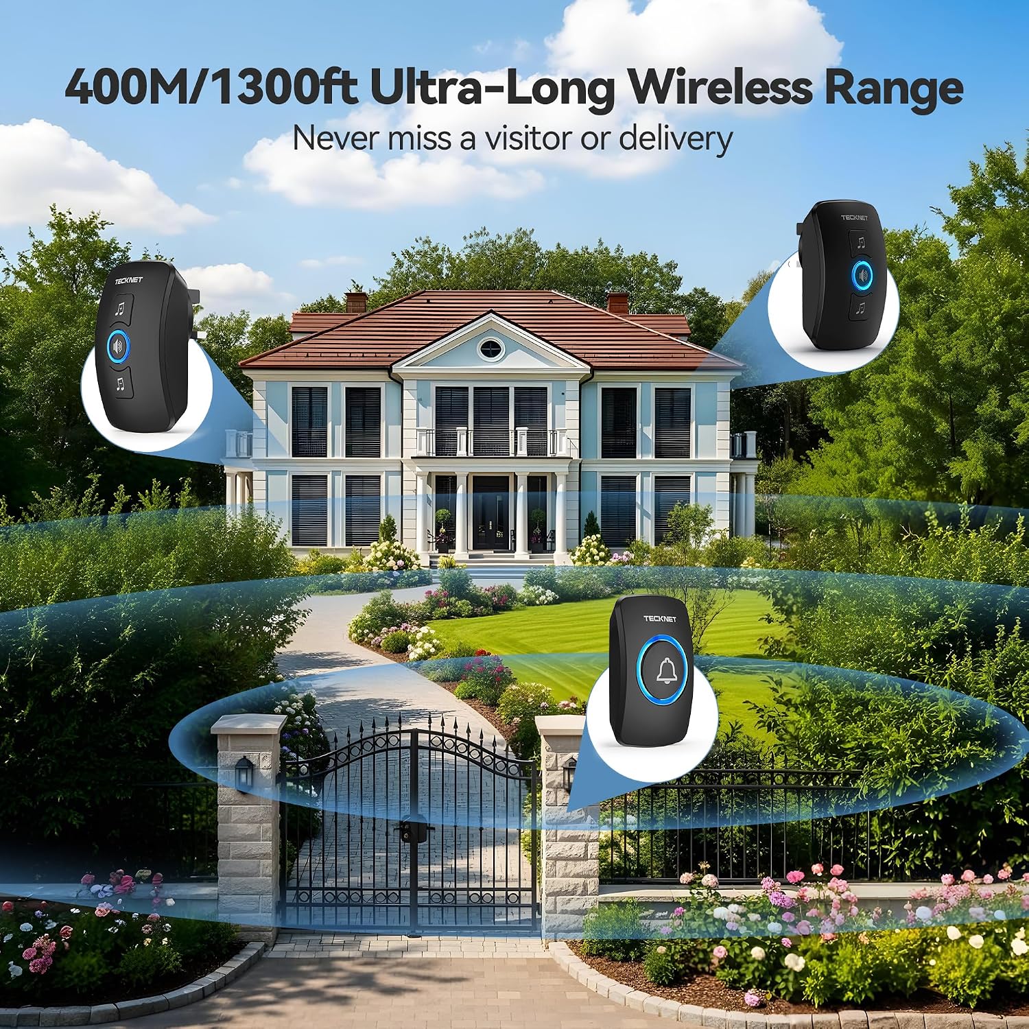Thumbnail 1 de TECKNET Wireless Doorbell 400m range
