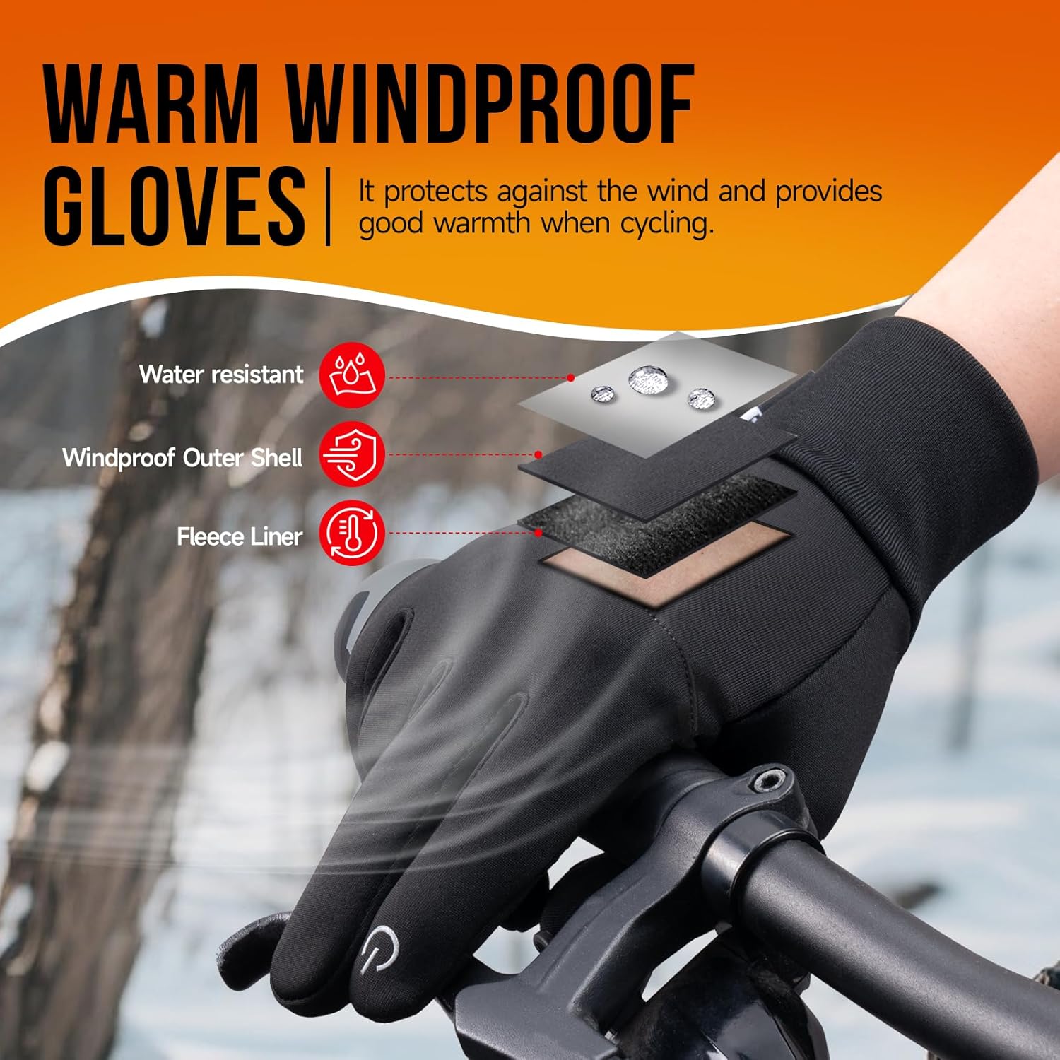 Detalle 2 de Benirap Winter Gloves Touchscreen Windproof Thermal Gloves