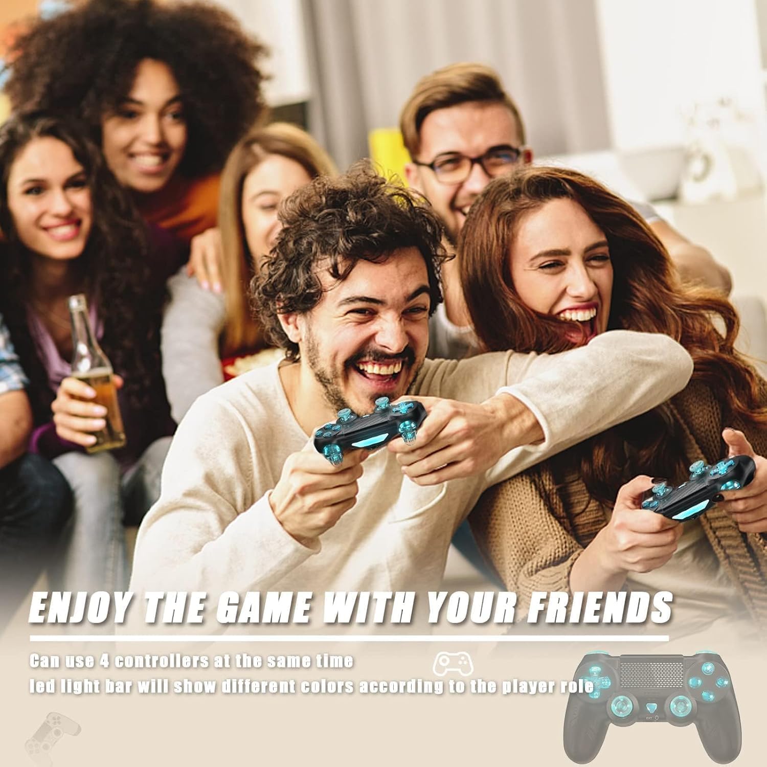Detalle de Dinosoo 2-Pack Wireless Controller for PS4/Pro/Slim/PC