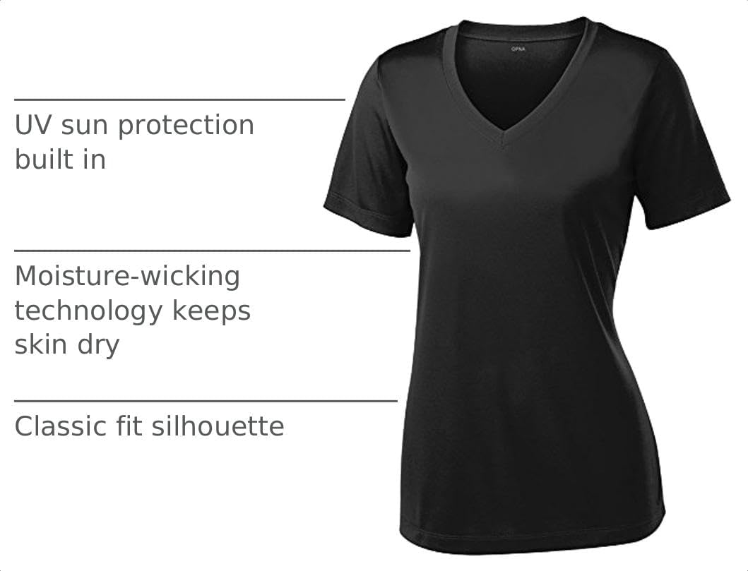 Detalle de V Neck T Shirts for Women – Athletic Short Sleeve Workout Top with UV Sun Protection & Quick-Dry Moisture Wicking