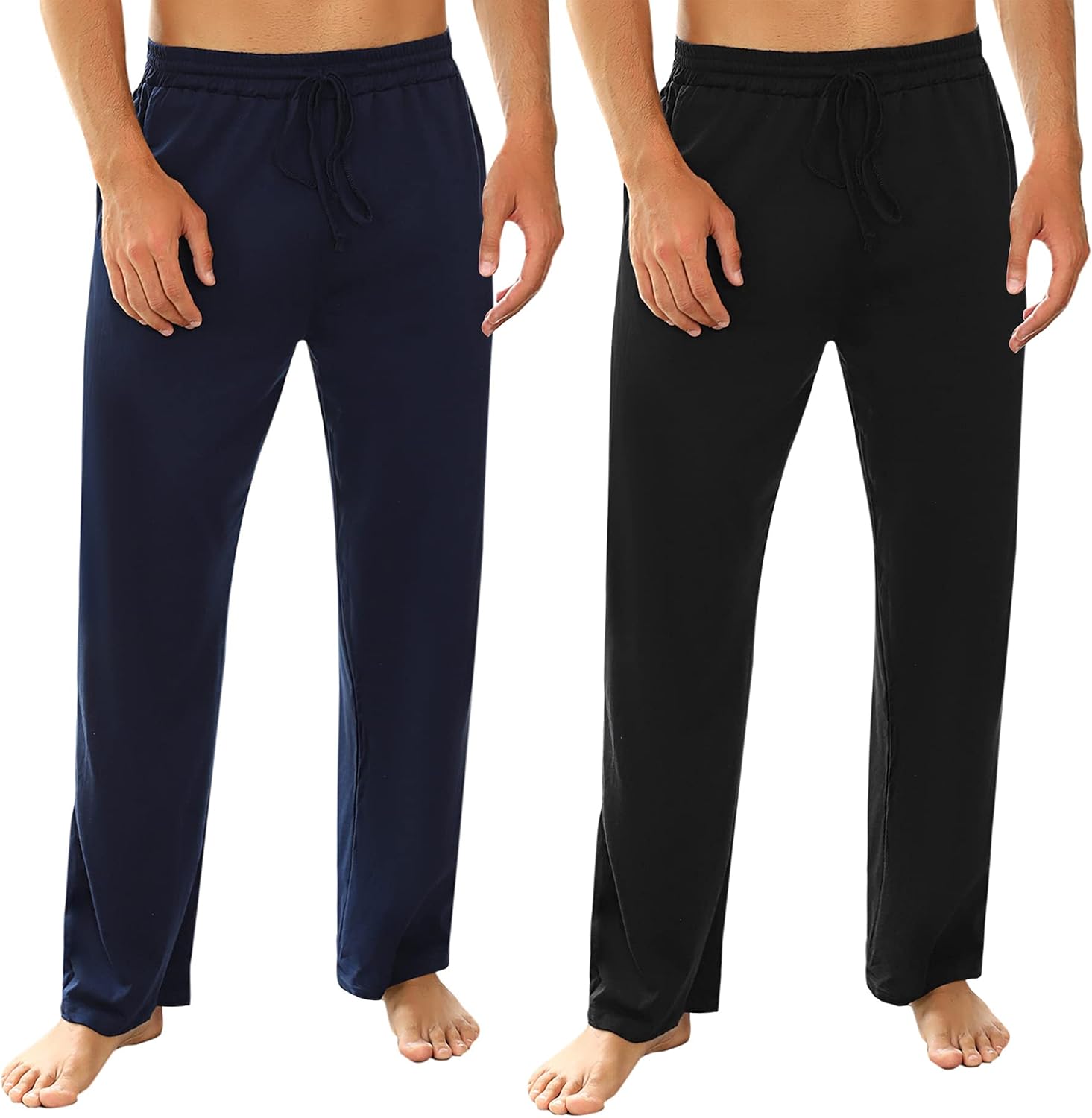 Detalle de Pantalon de pyjama homme Marvmys en 100% coton – long, uni, avec cordon de serrage et poches