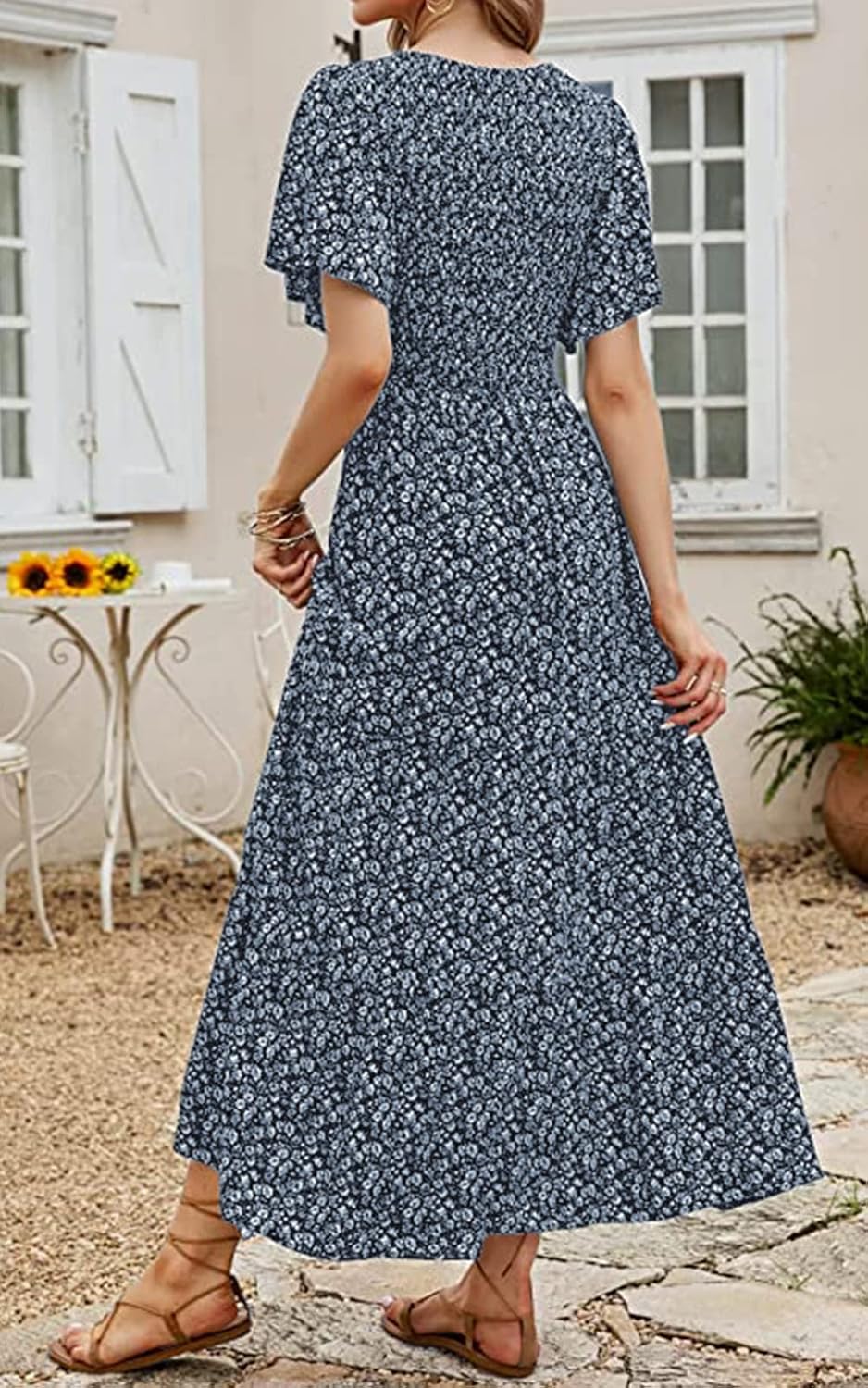 Thumbnail 6 de PRETTYGARDEN Women's 2026 Summer Flutter Short Sleeve Boho Floral Maxi Dress