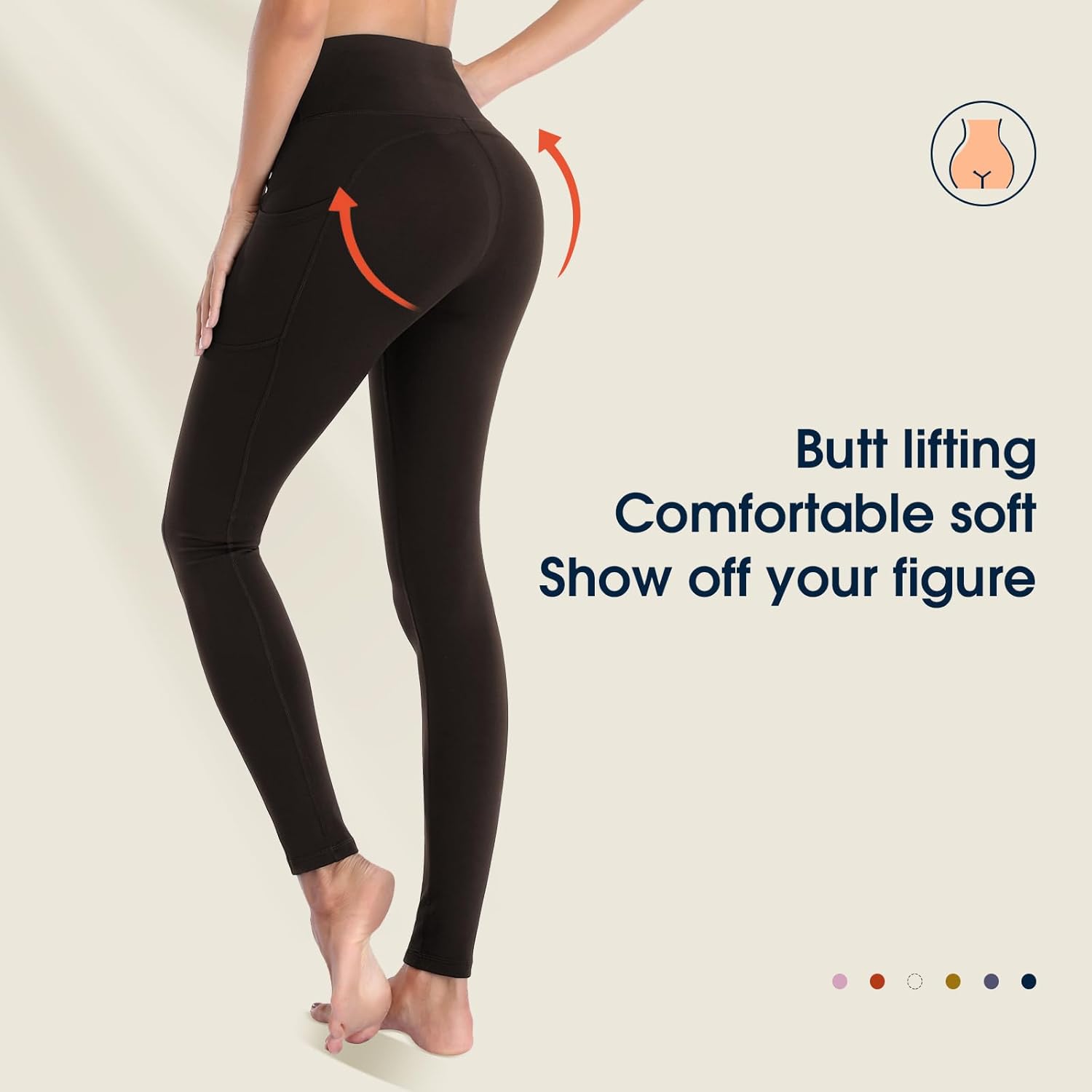 Thumbnail 2 de Occffy Legging de sport femme avec poches, taille haute