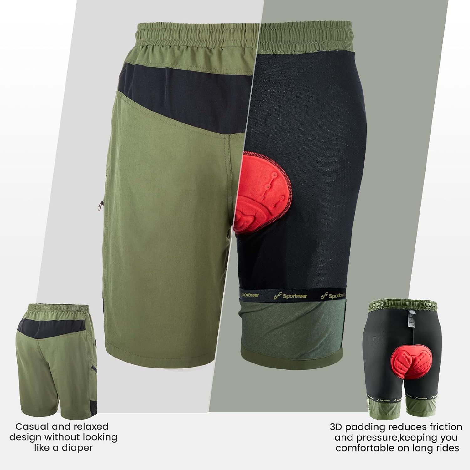 Thumbnail 3 de Sportneer MTB Radlerhose Herren mit 3D-Polsterung, gefüttert und UPF 50+