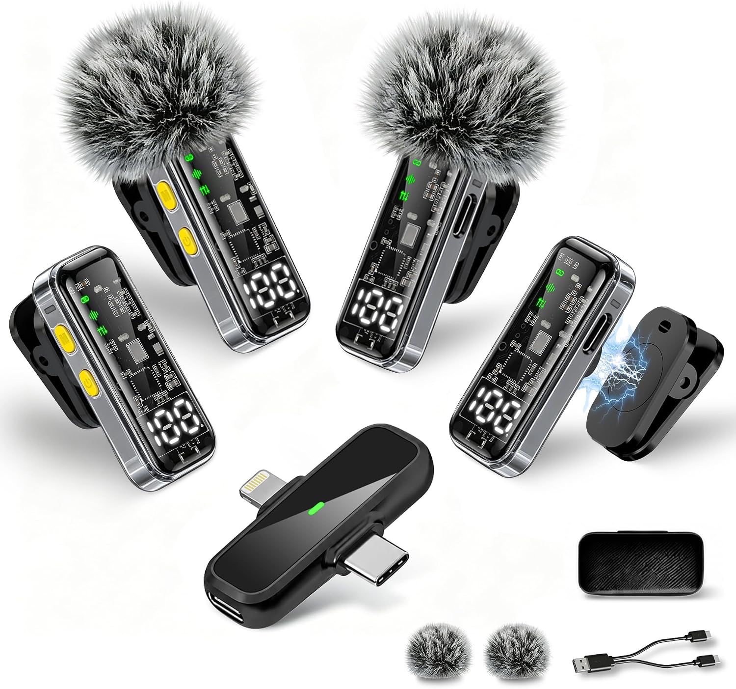 Detalle de Gicorino wireless lavalier microphones 4-pack