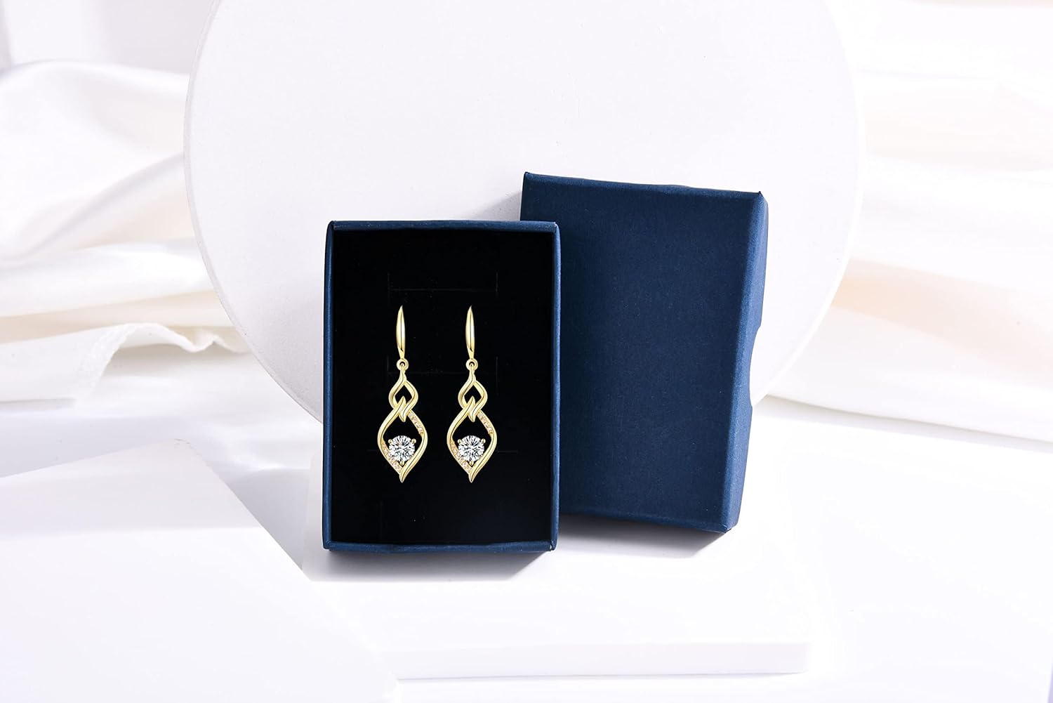 Thumbnail 6 de MASOP Ohrringe Silber 925/Gold Hängend mit AAA Zirkonia – Lange Ohrhänger, 2,6 × 1,2 cm, vergoldet
